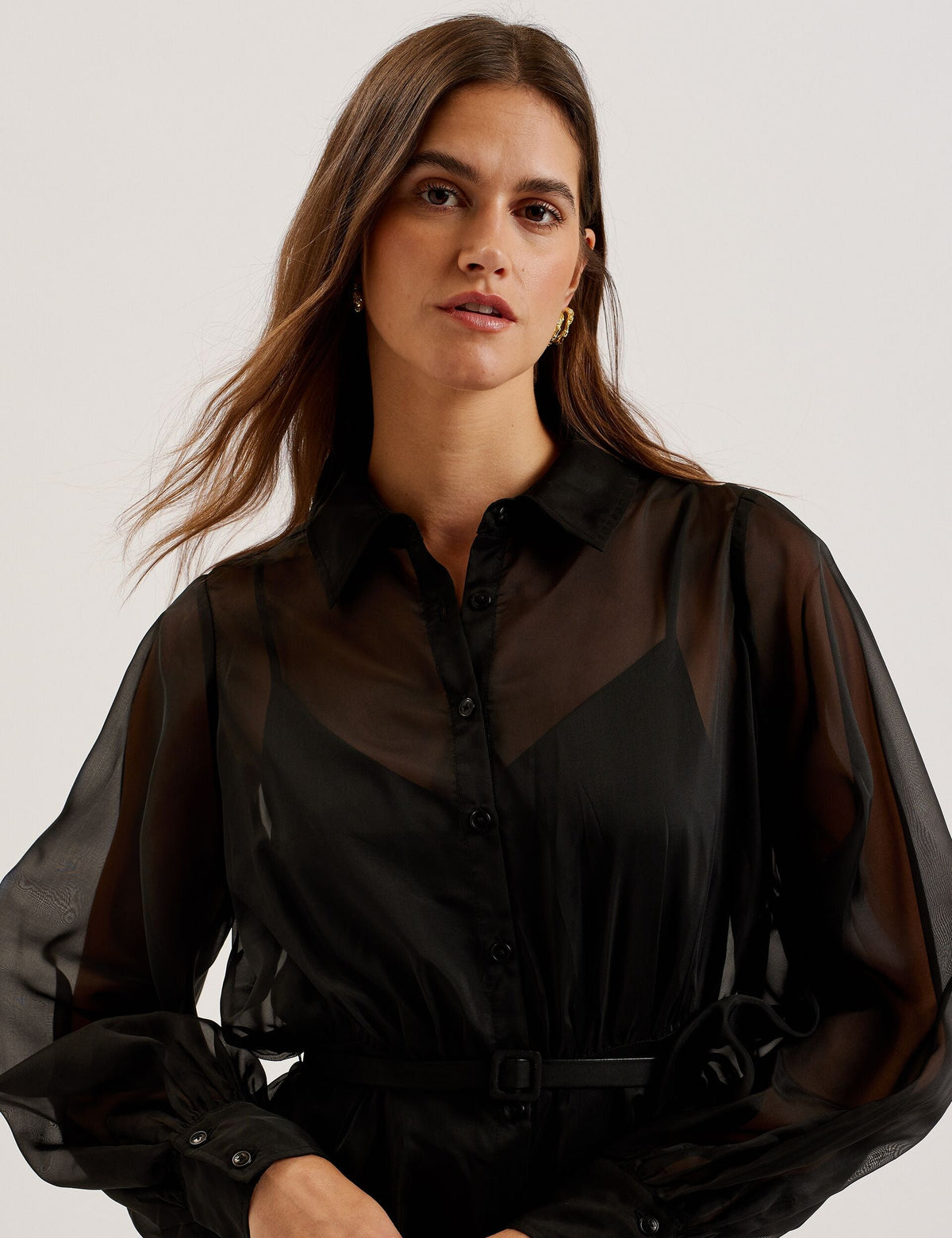 Ted Baker Gibara Organza Midi Shirt Dress With Belt Women's