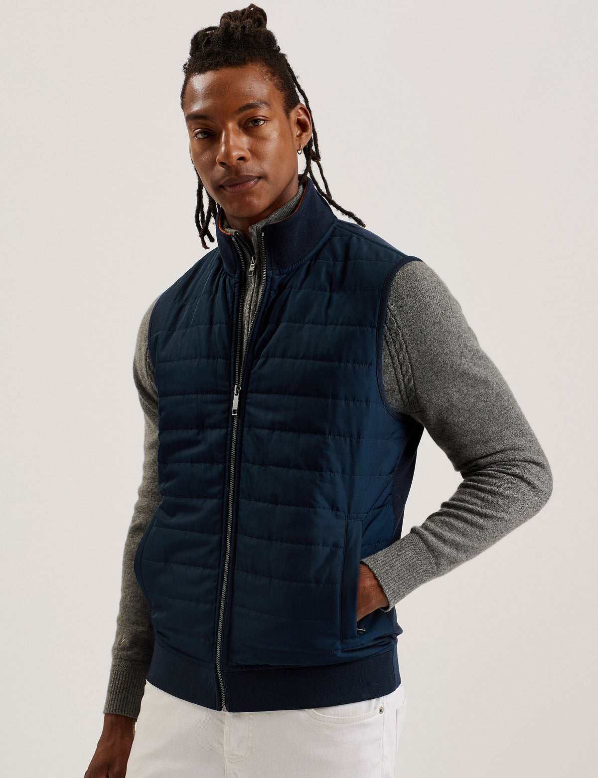 Ted Baker Atho Quilted Funnel Neck Zipup Gilet