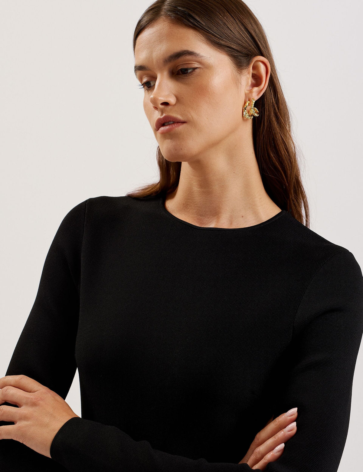 Ted Baker Loisss Flounce Hem Long Sleeve Knitted Mini Dress Women's