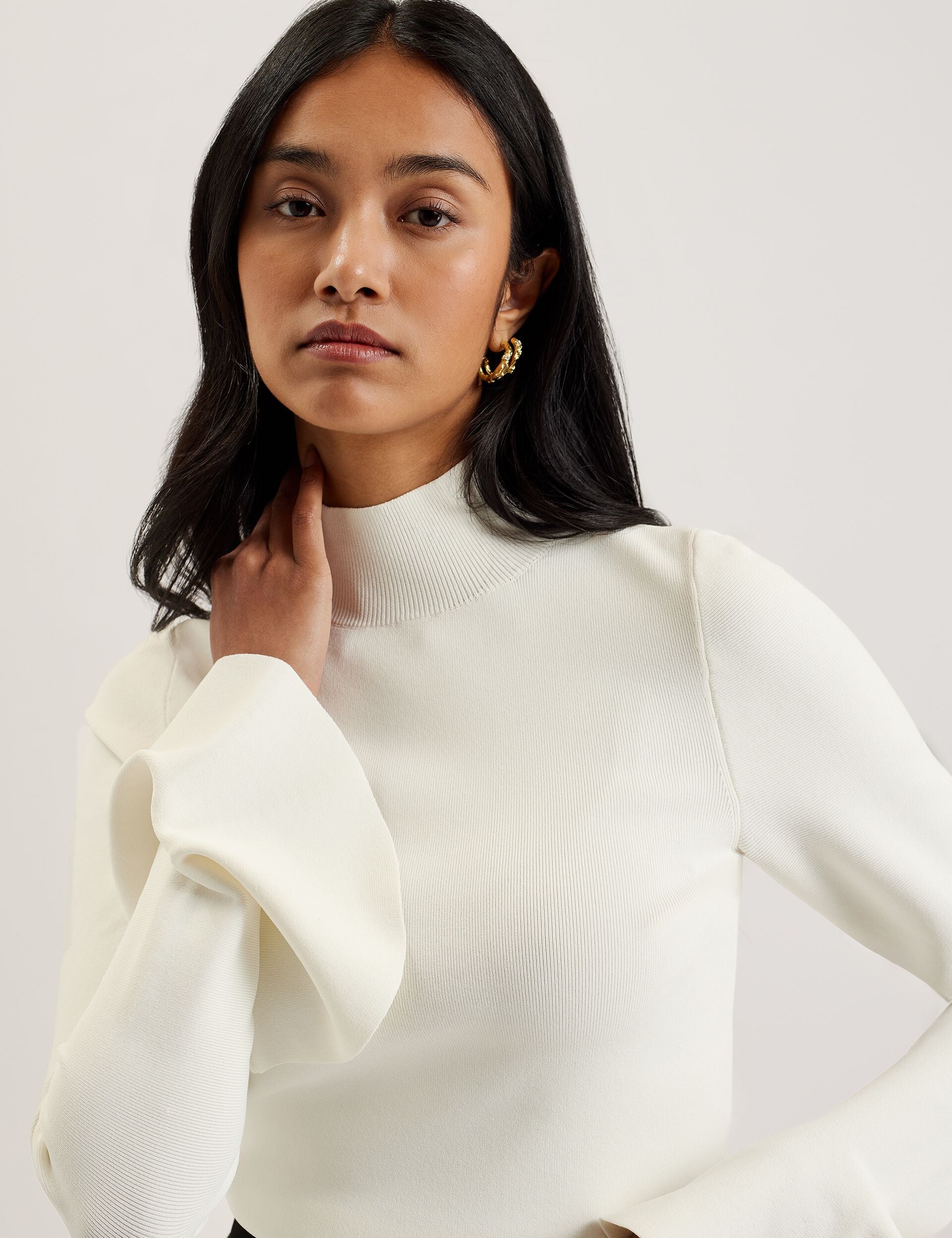 Ted Baker Laynha Flared Sleeve High Neck Knitted Top Women's
