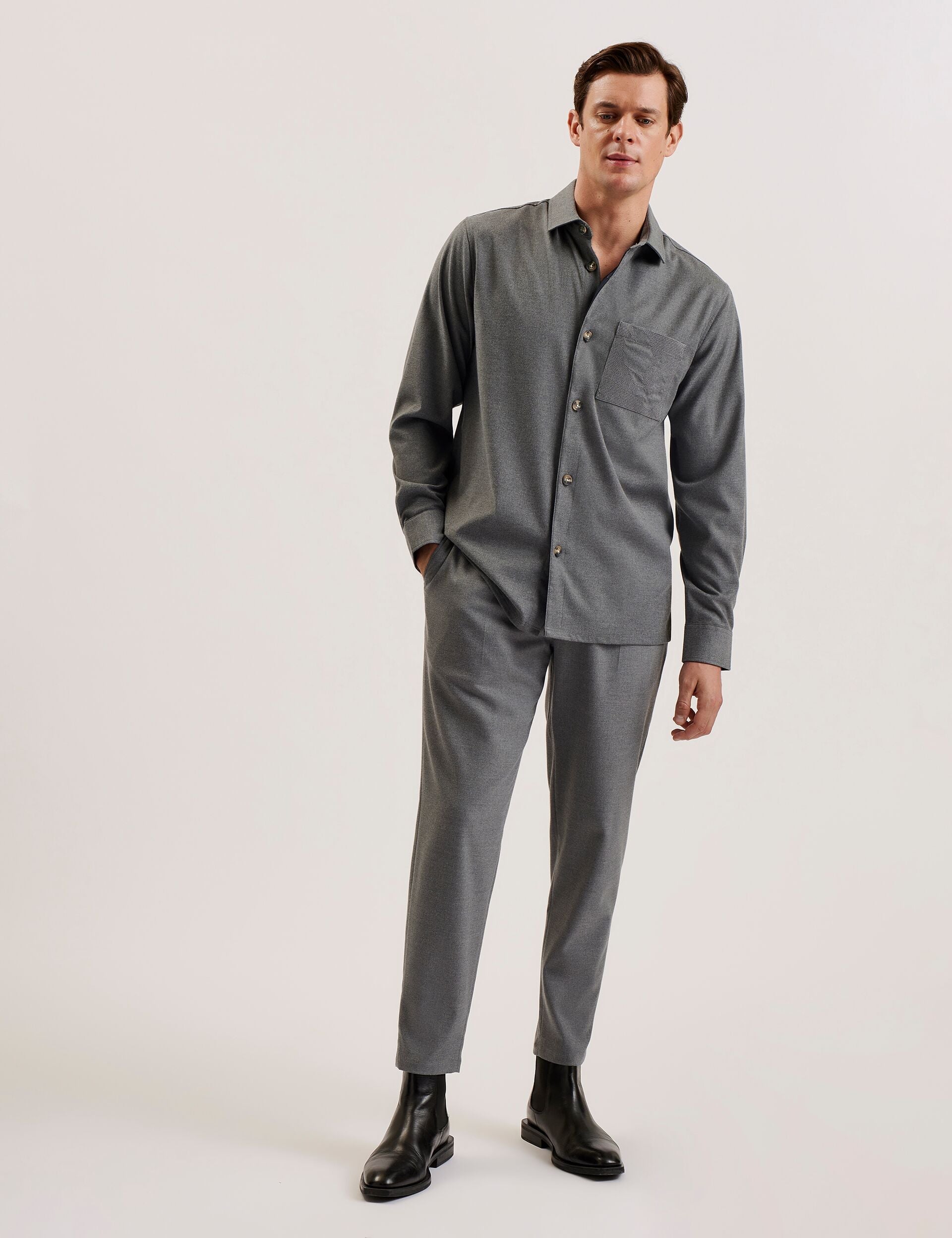 Ted Baker Gaius Wool Blend Shirt With Pocket Detail