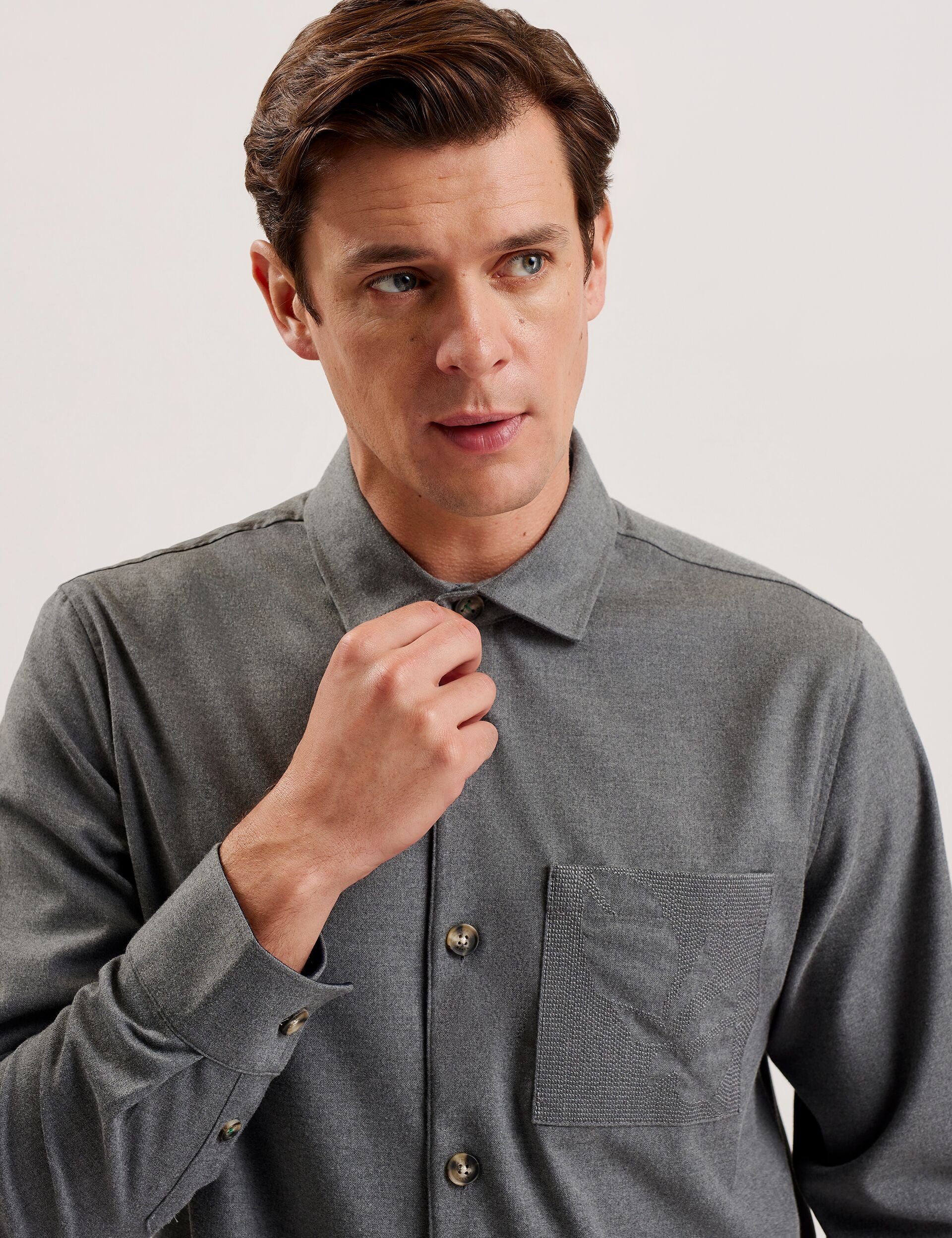 Ted Baker Gaius Wool Blend Shirt With Pocket Detail