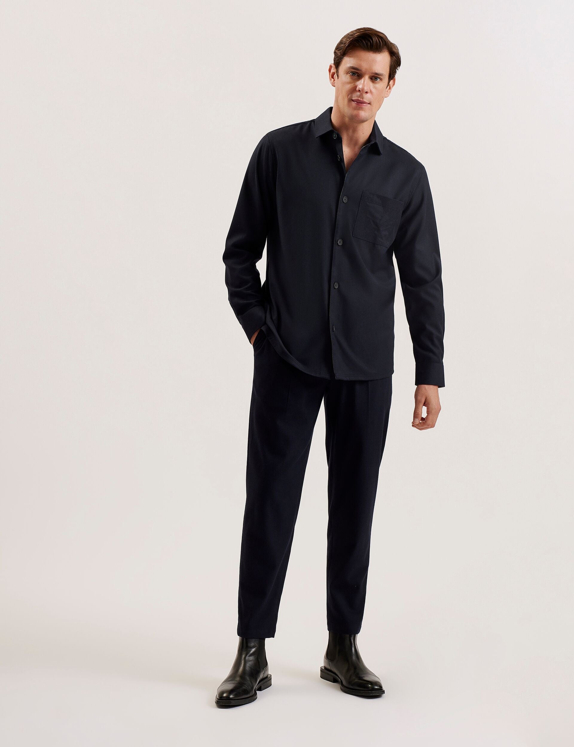 Ted Baker Gaius Wool Blend Shirt With Pocket Detail