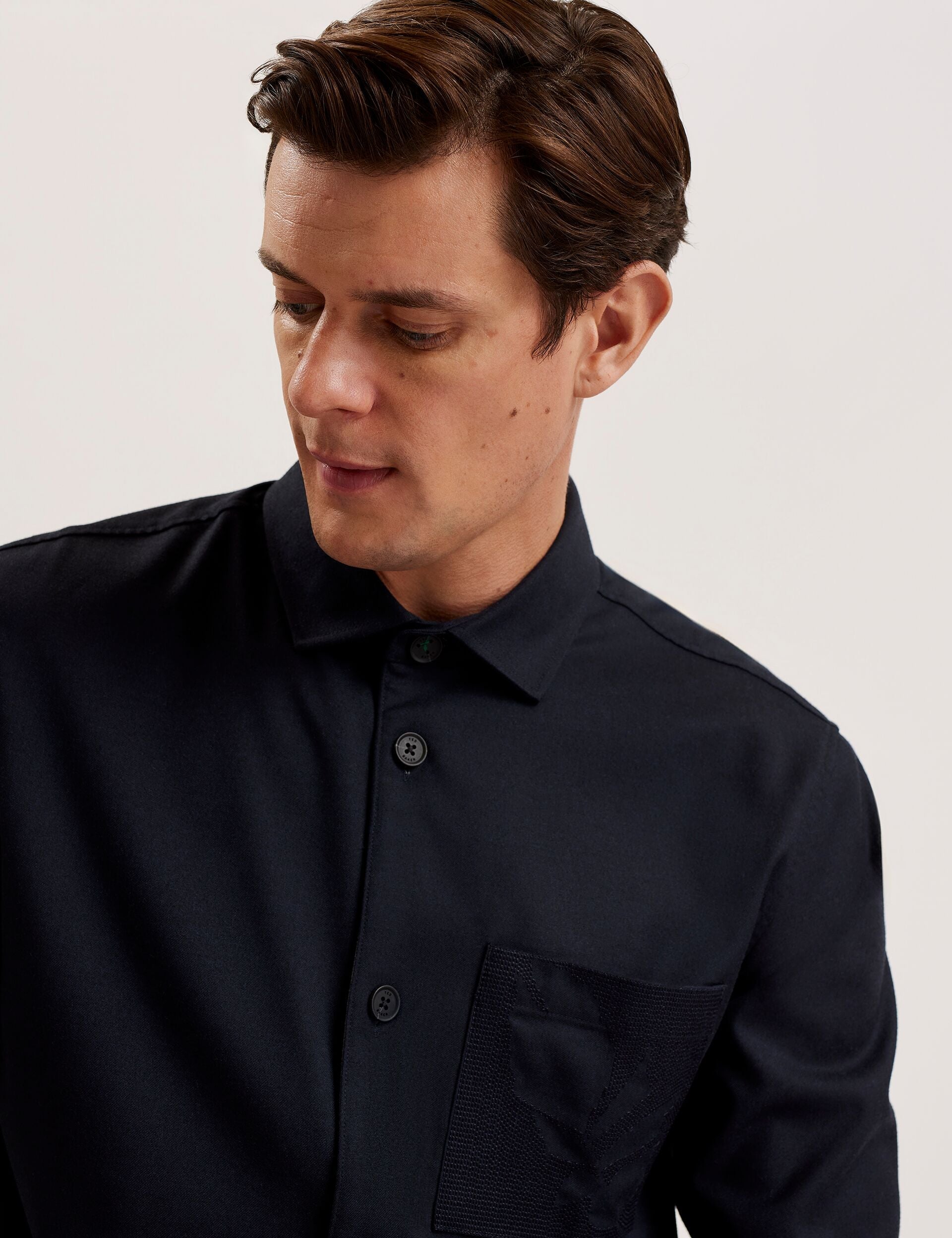 Ted Baker Gaius Wool Blend Shirt With Pocket Detail