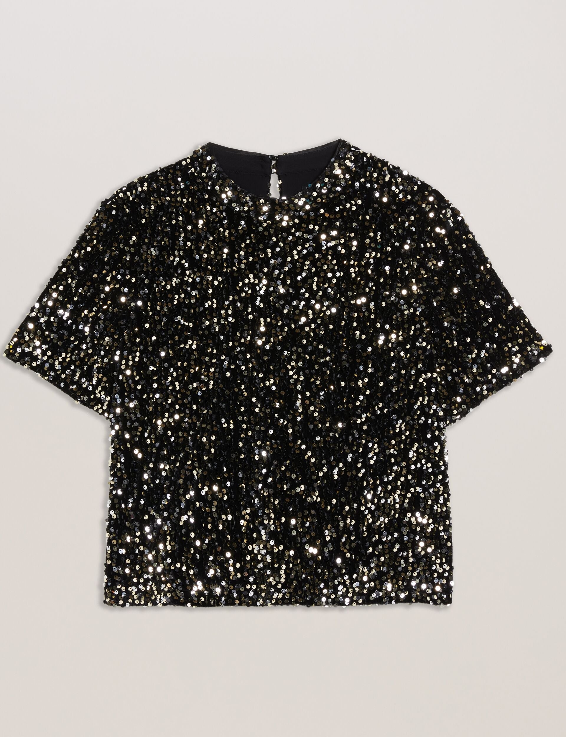 Ted Baker Zarhaaa Sequined Velvet Short Sleeve Top Women's