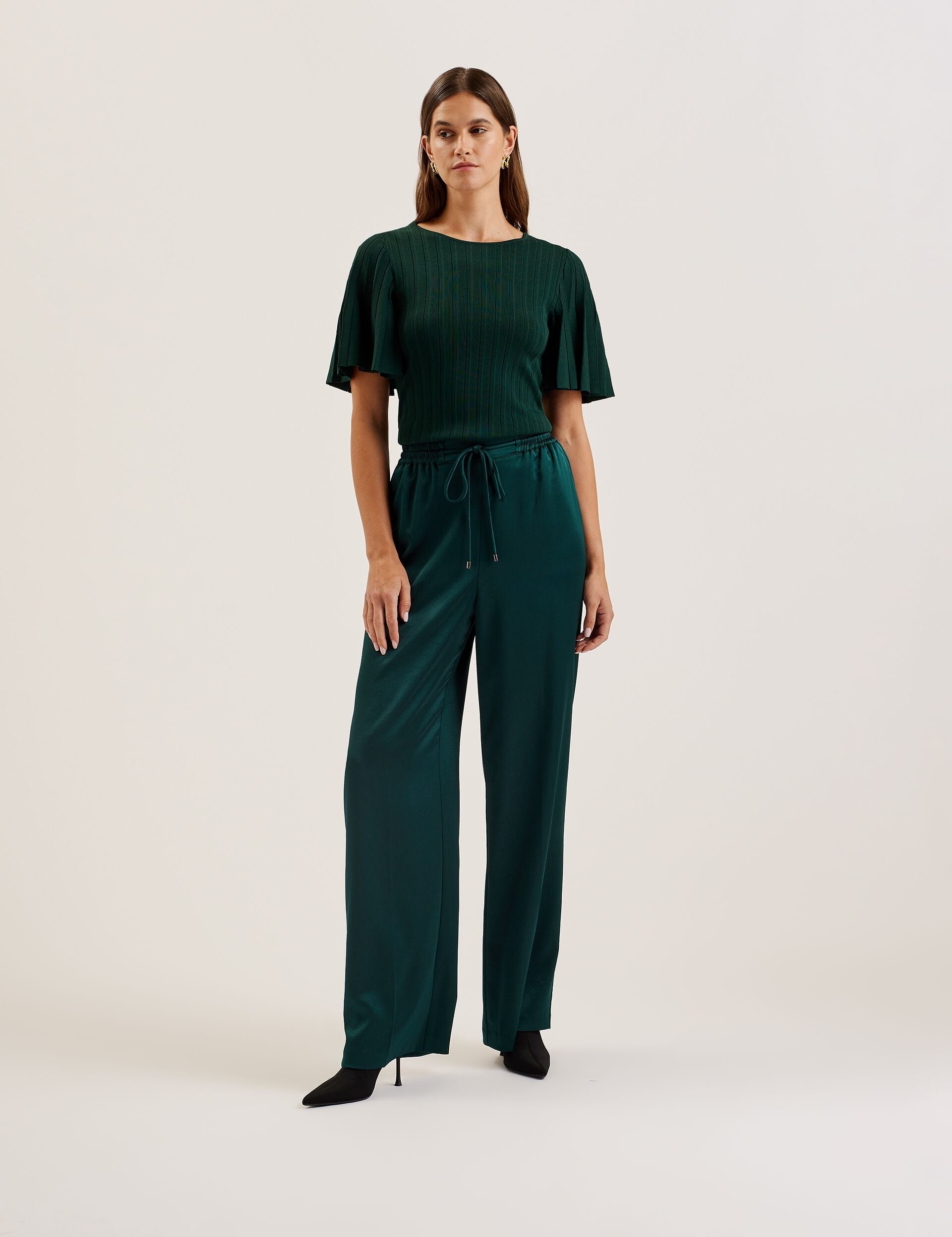 Ted Baker Iivanna Ribbed Knit Top With Fluted Short Sleeves Women's