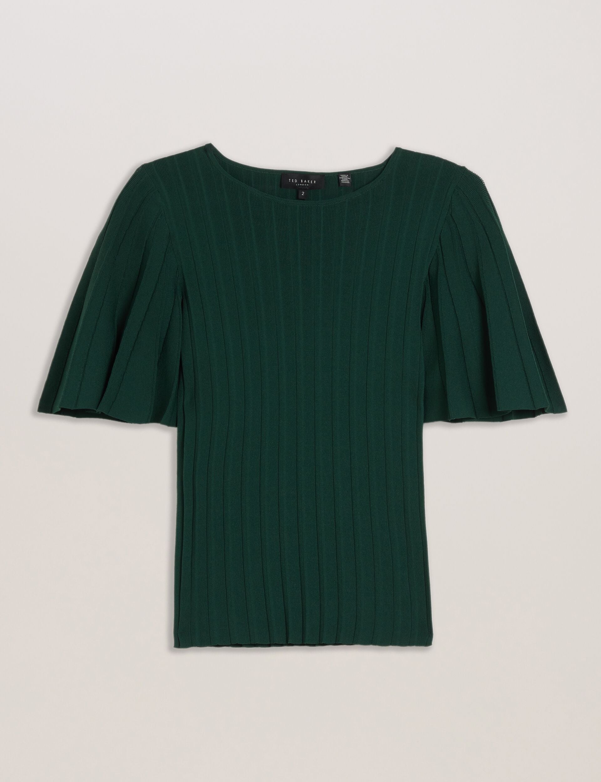 Ted Baker Iivanna Ribbed Knit Top With Fluted Short Sleeves Women's