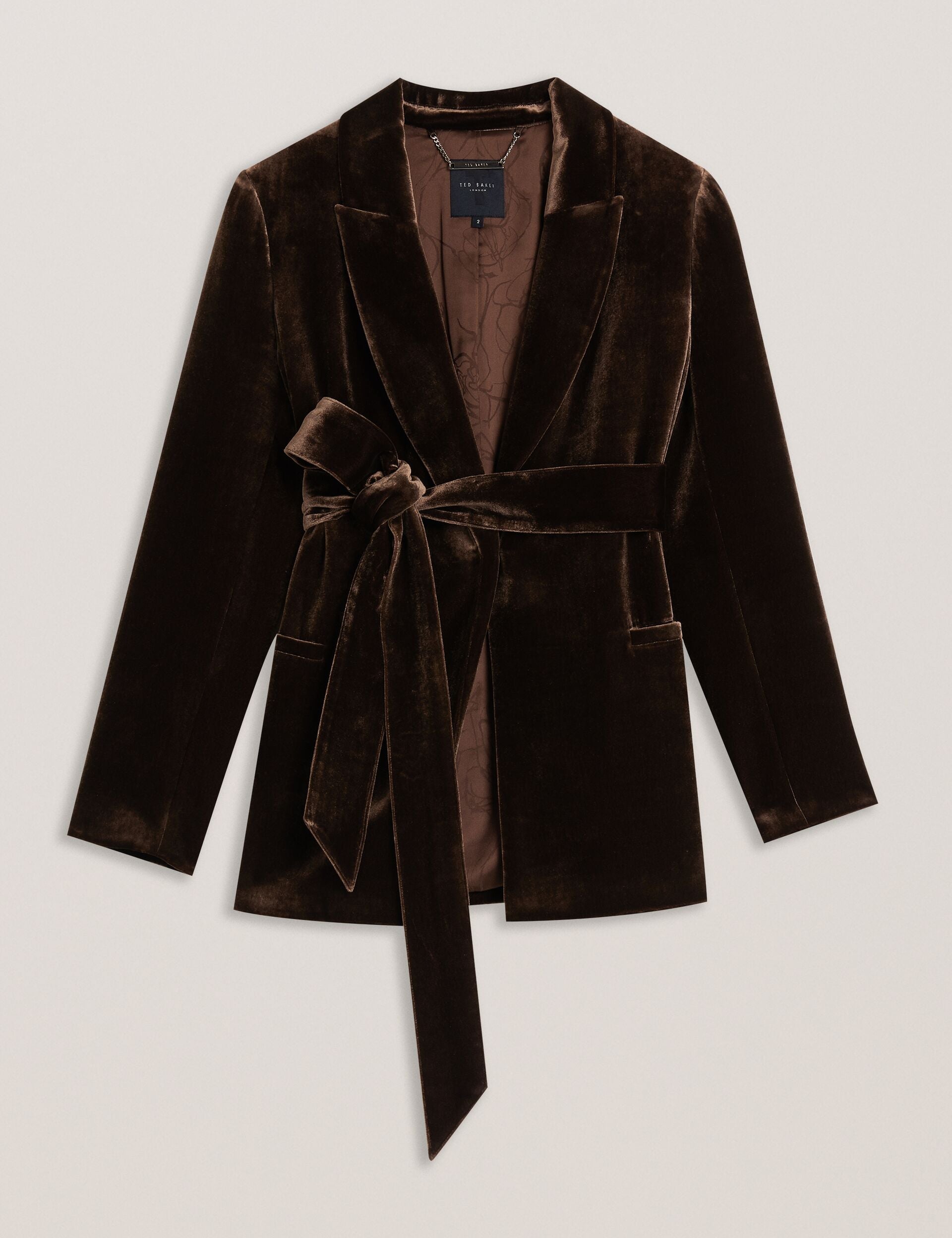 Ted Baker Momiji Velvet Tie Waist Single Breasted Blazer Women's