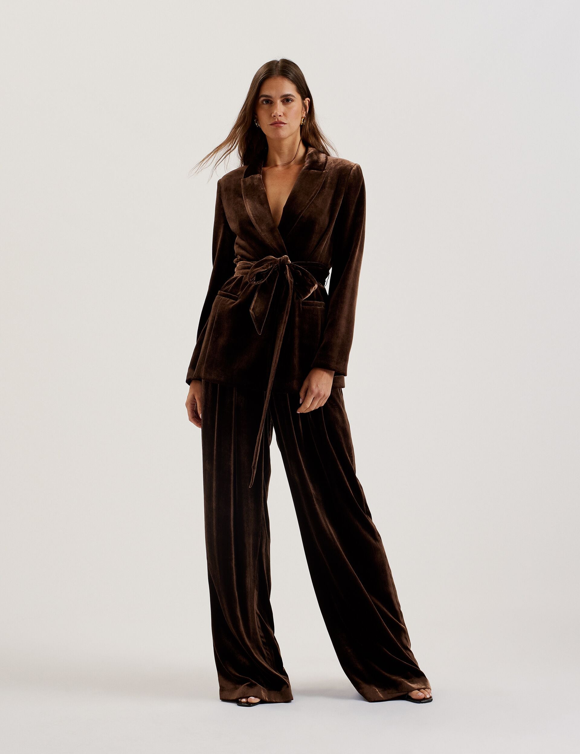 Ted Baker Momijit Velvet Pleated Wide Leg Trousers Women's