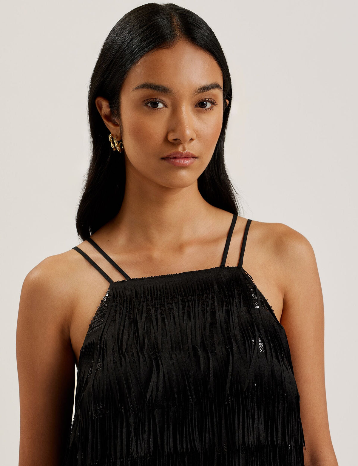 Ted Baker Bartin Fringed Sequin Halter Strap Mini Dress Women's