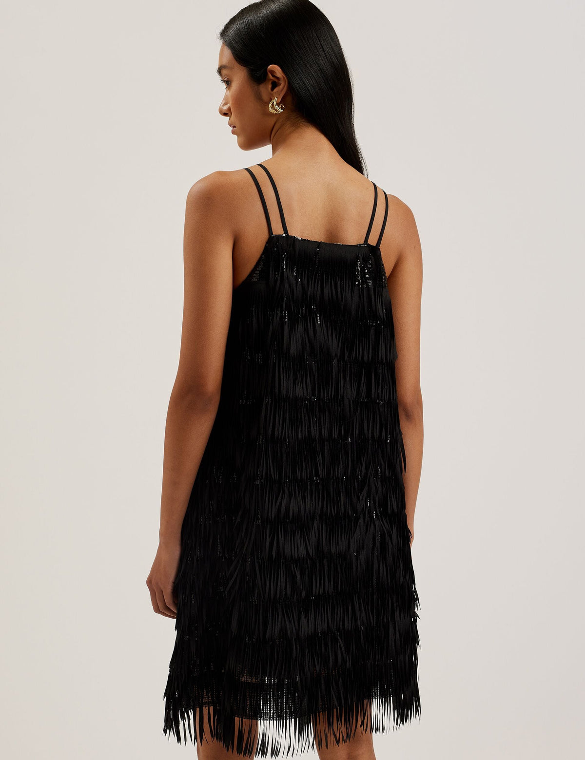 Ted Baker Bartin Fringed Sequin Halter Strap Mini Dress Women's