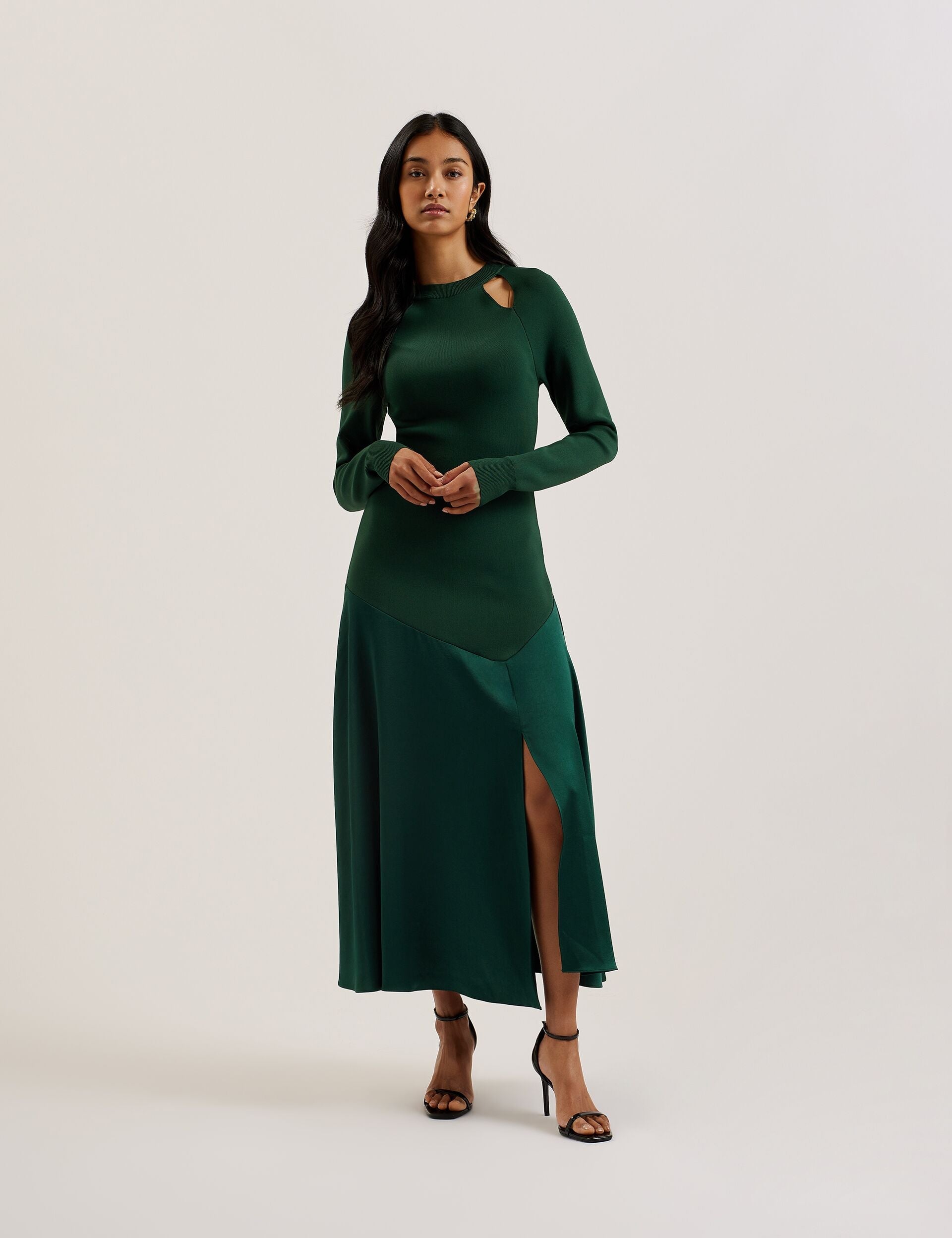 Ted Baker Alfeios Long Sleeve Satin Skirt Midi Dress Women's
