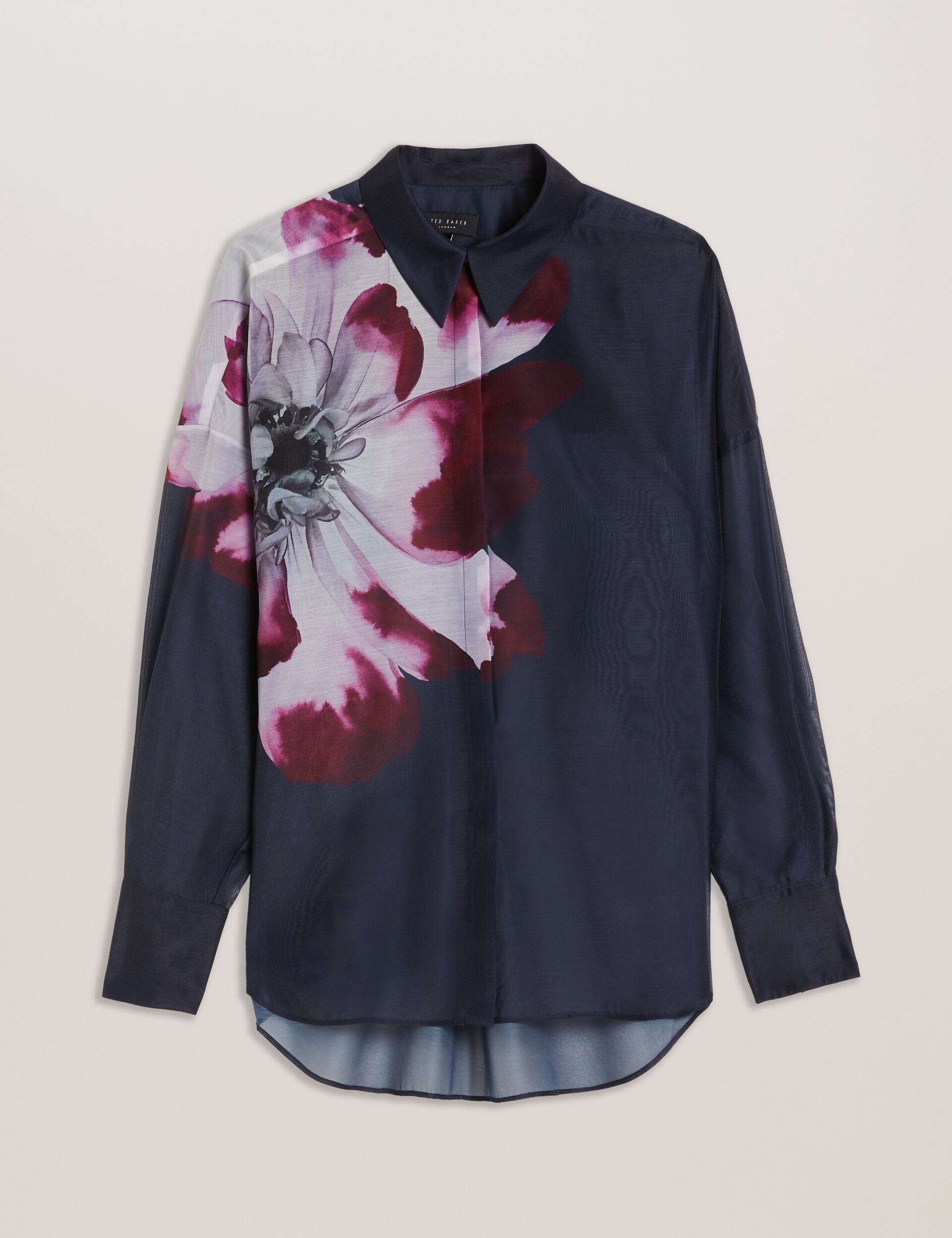 Ted Baker Orrin Floral Sheer Organza Oversized Shirt Women's