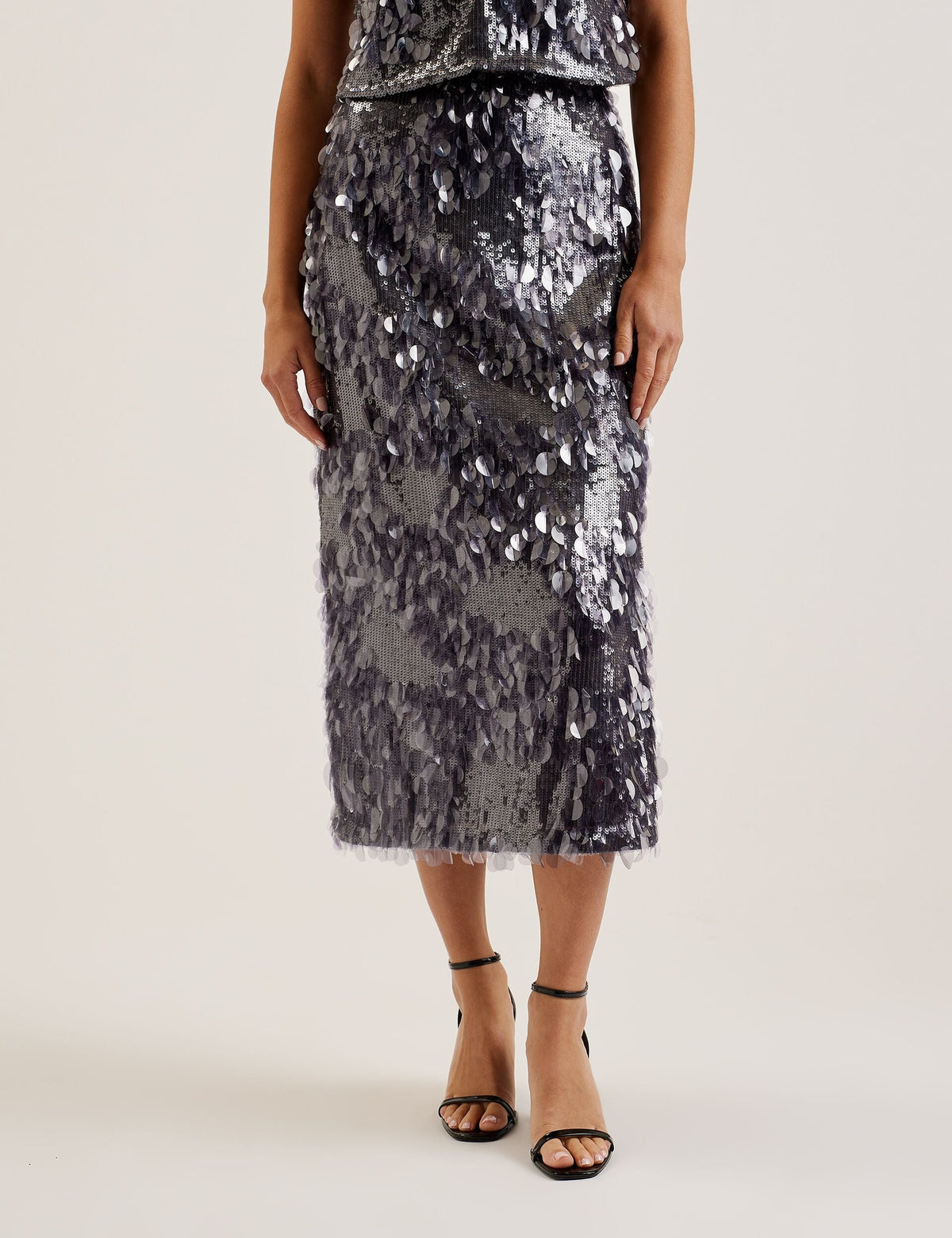 Ted Baker Dorida Mixed Sequin Midi Skirt With Slit Women's