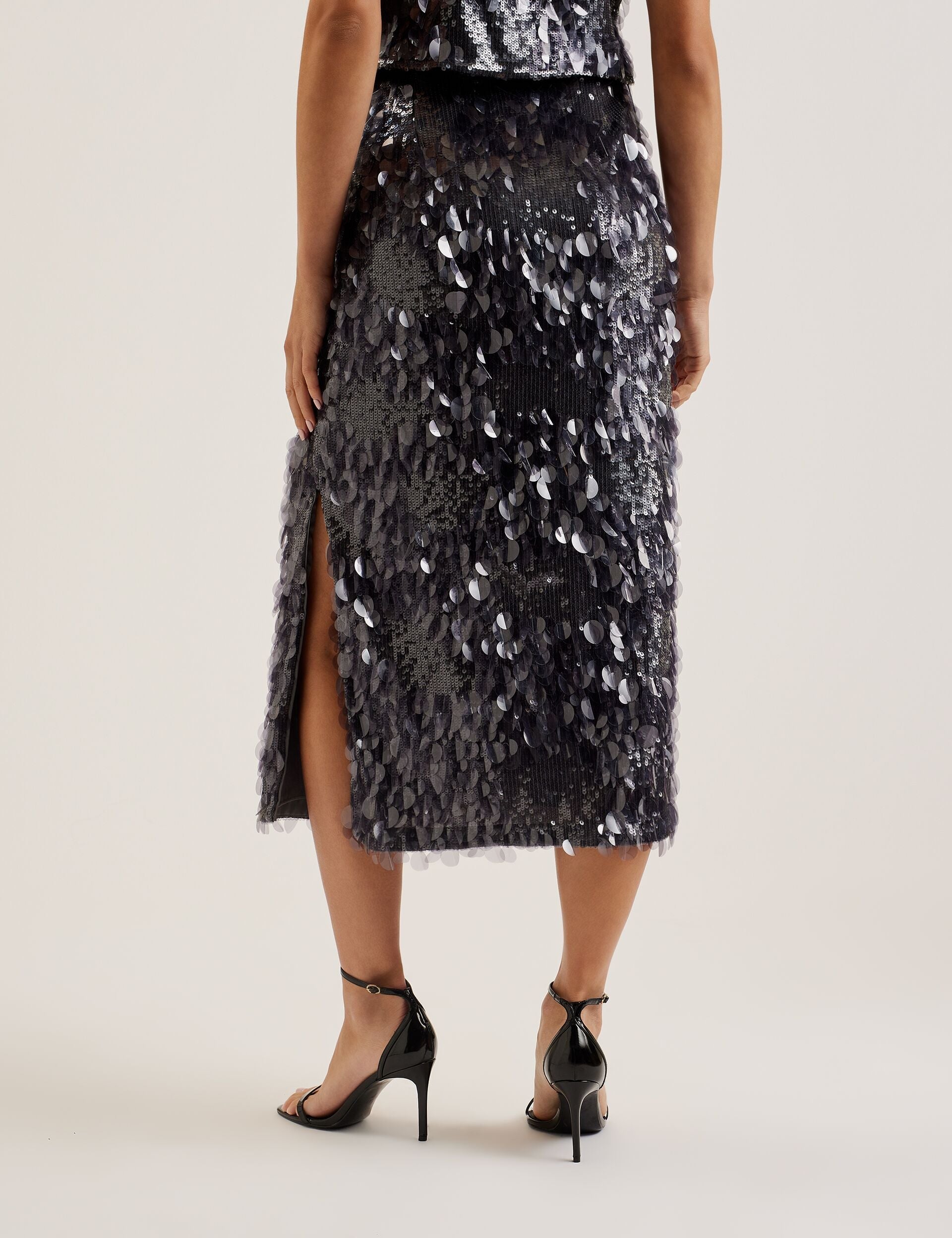 Ted Baker Dorida Mixed Sequin Midi Skirt With Slit Women's