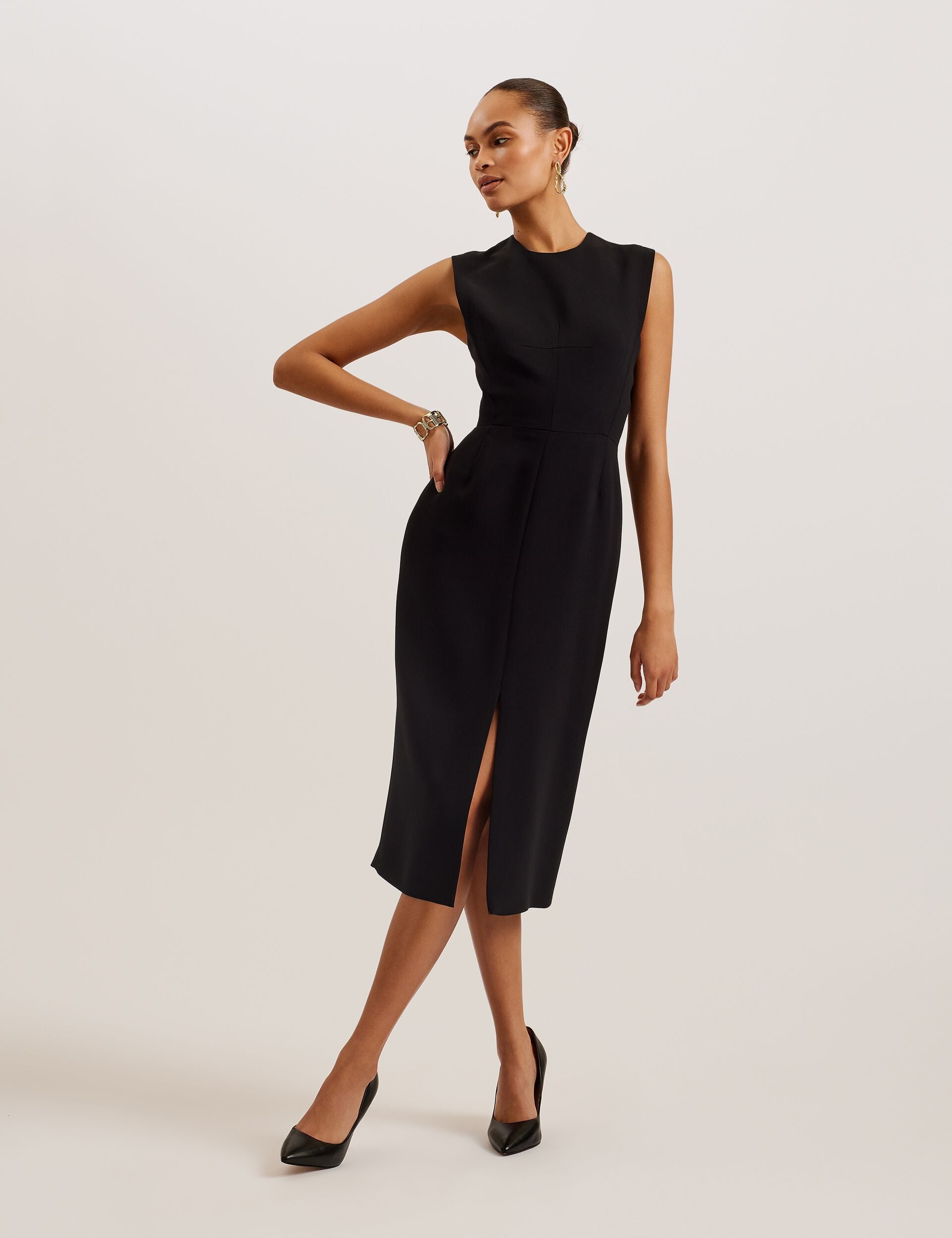 Ted Baker Manabdl Tailored Sleeveless Midi Dress With Front Split Women's