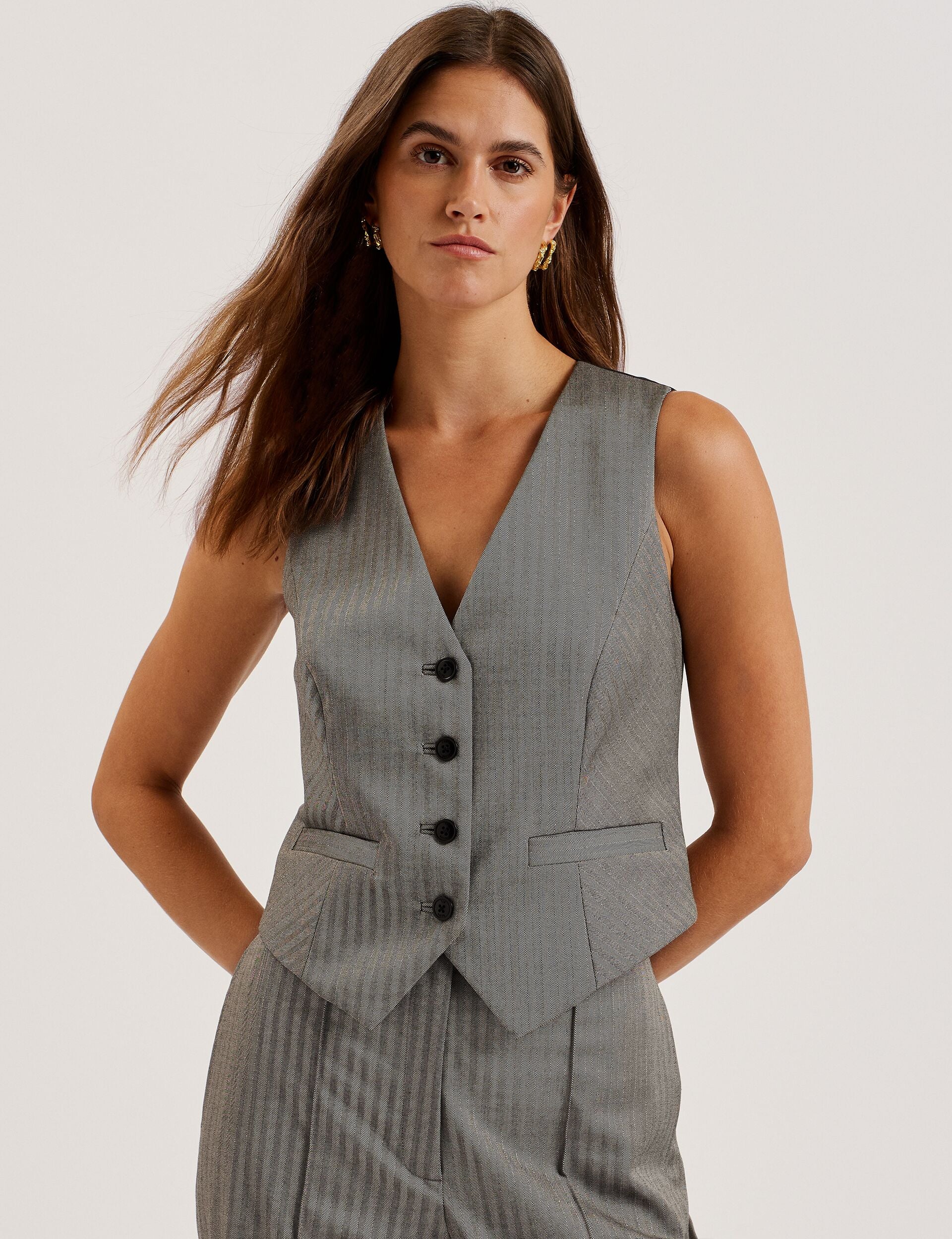Ted Baker Koaw Herringbone Single Breasted Waistcoat Women's