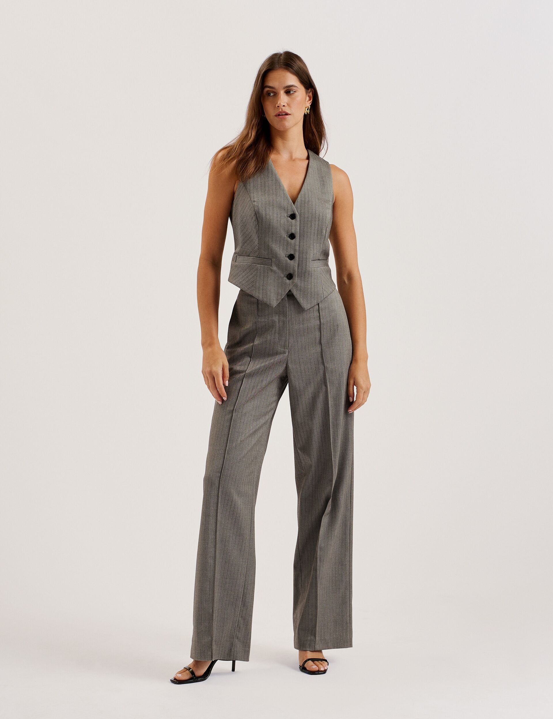 Ted Baker Koaw Herringbone Single Breasted Waistcoat Women's