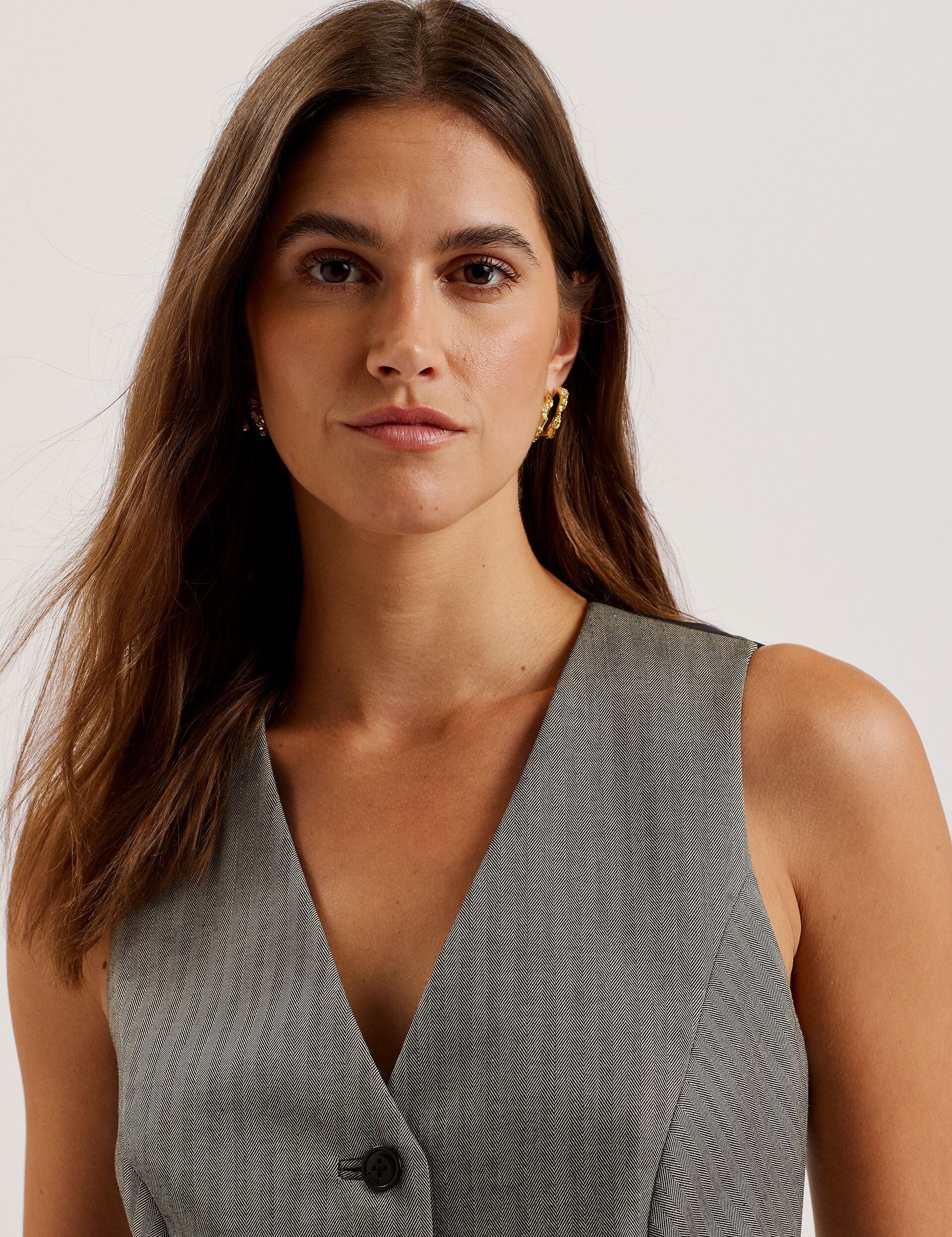 Ted Baker Koaw Herringbone Single Breasted Waistcoat Women's