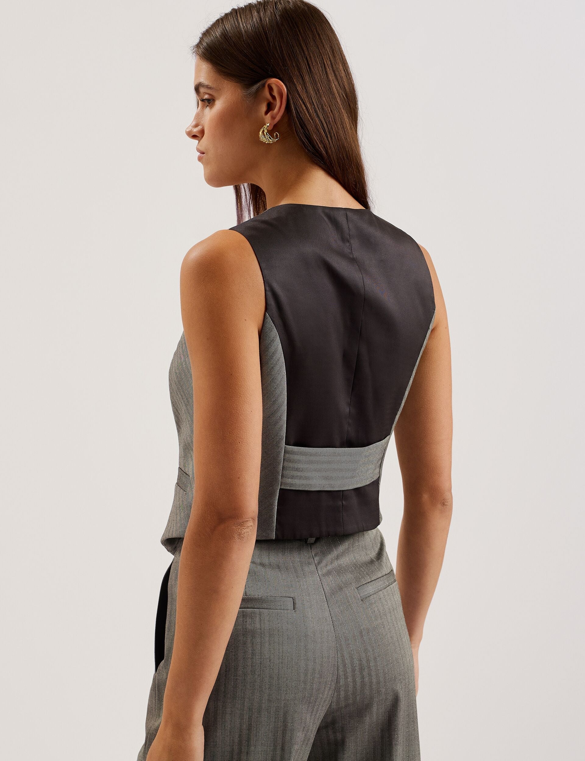 Ted Baker Koaw Herringbone Single Breasted Waistcoat Women's