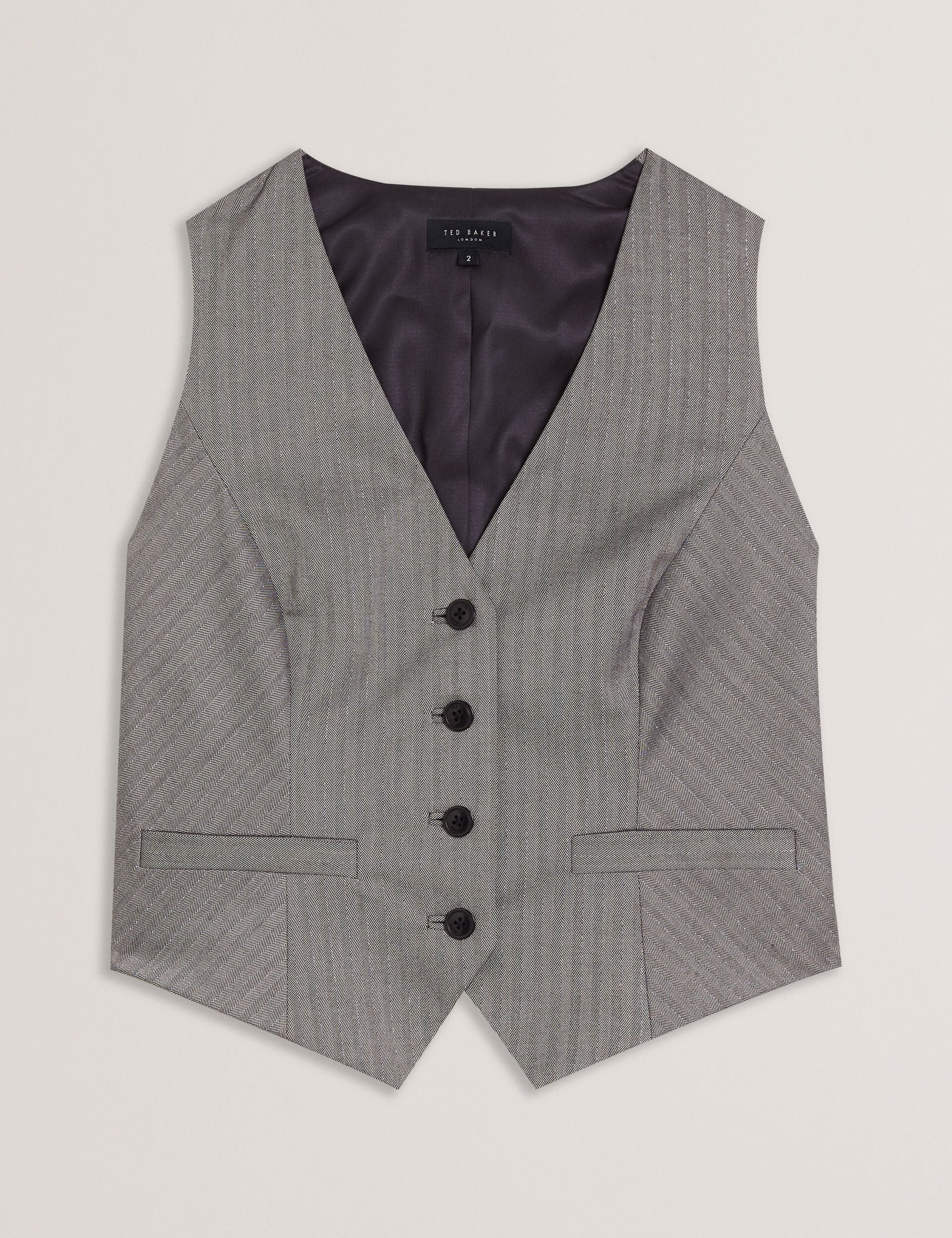 Ted Baker Koaw Herringbone Single Breasted Waistcoat Women's