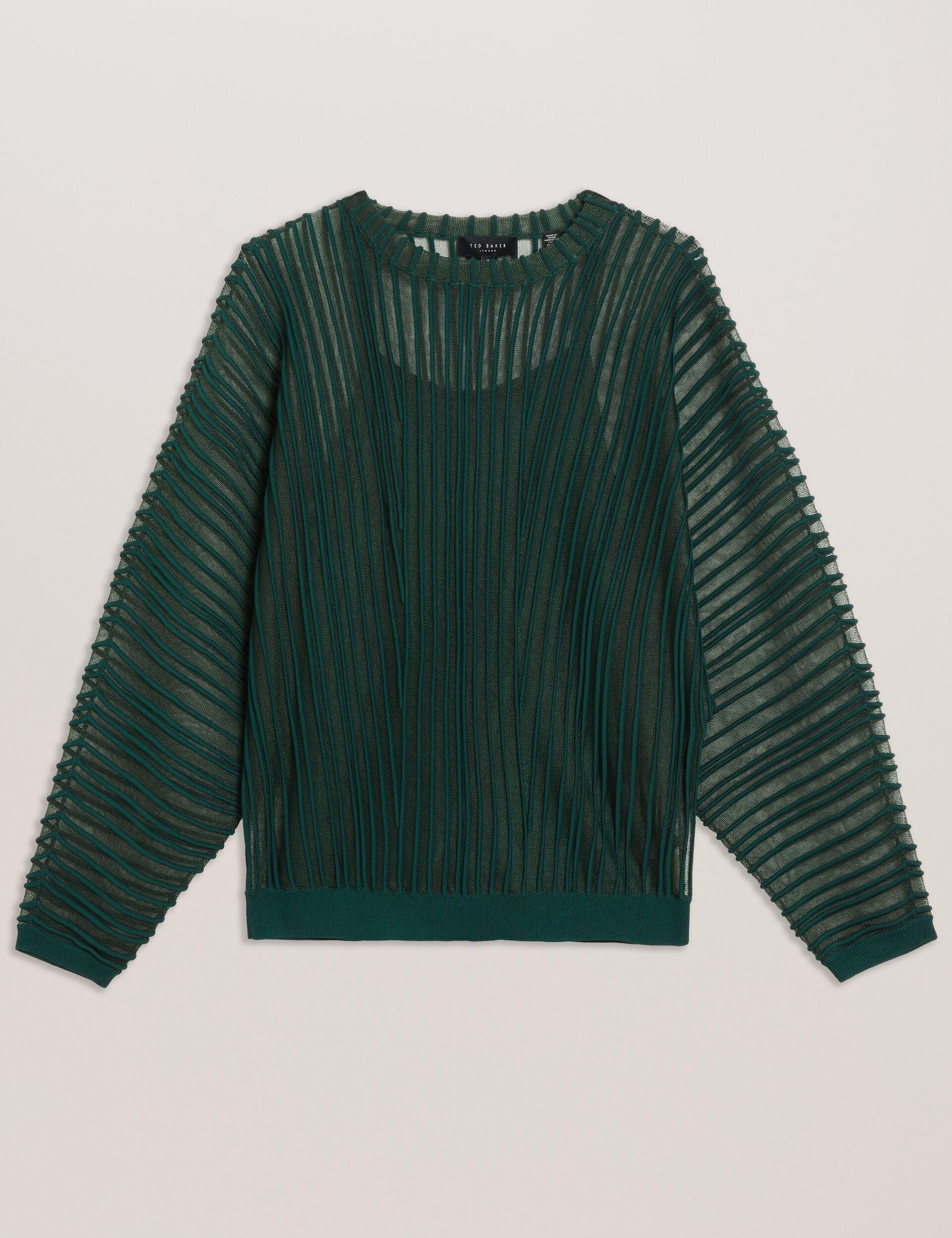 Ted Baker Nellay Sheer Textured Stripe Barrel Sleeve Jumper Women's