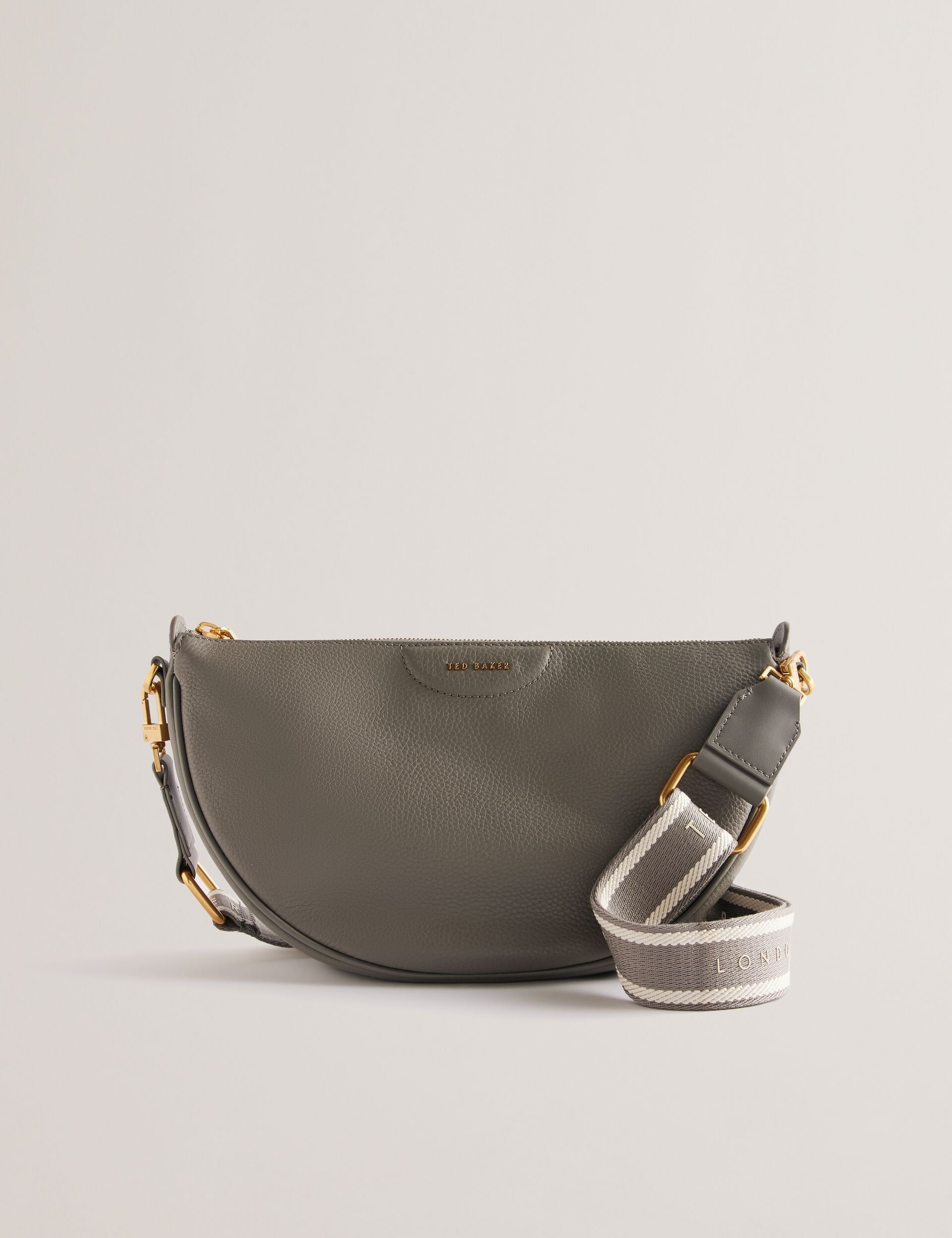Ted Baker Essina Grey Half Moon Leather Crossbody Bag Women's