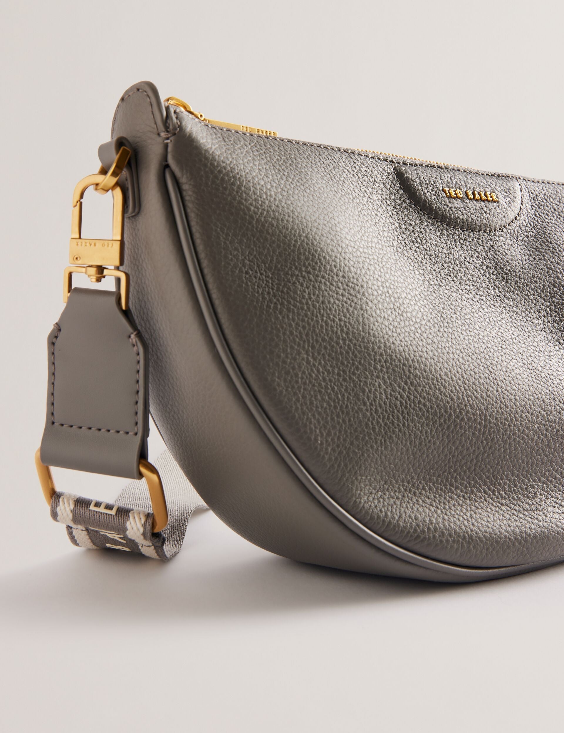 Ted Baker Essina Grey Half Moon Leather Crossbody Bag Women's