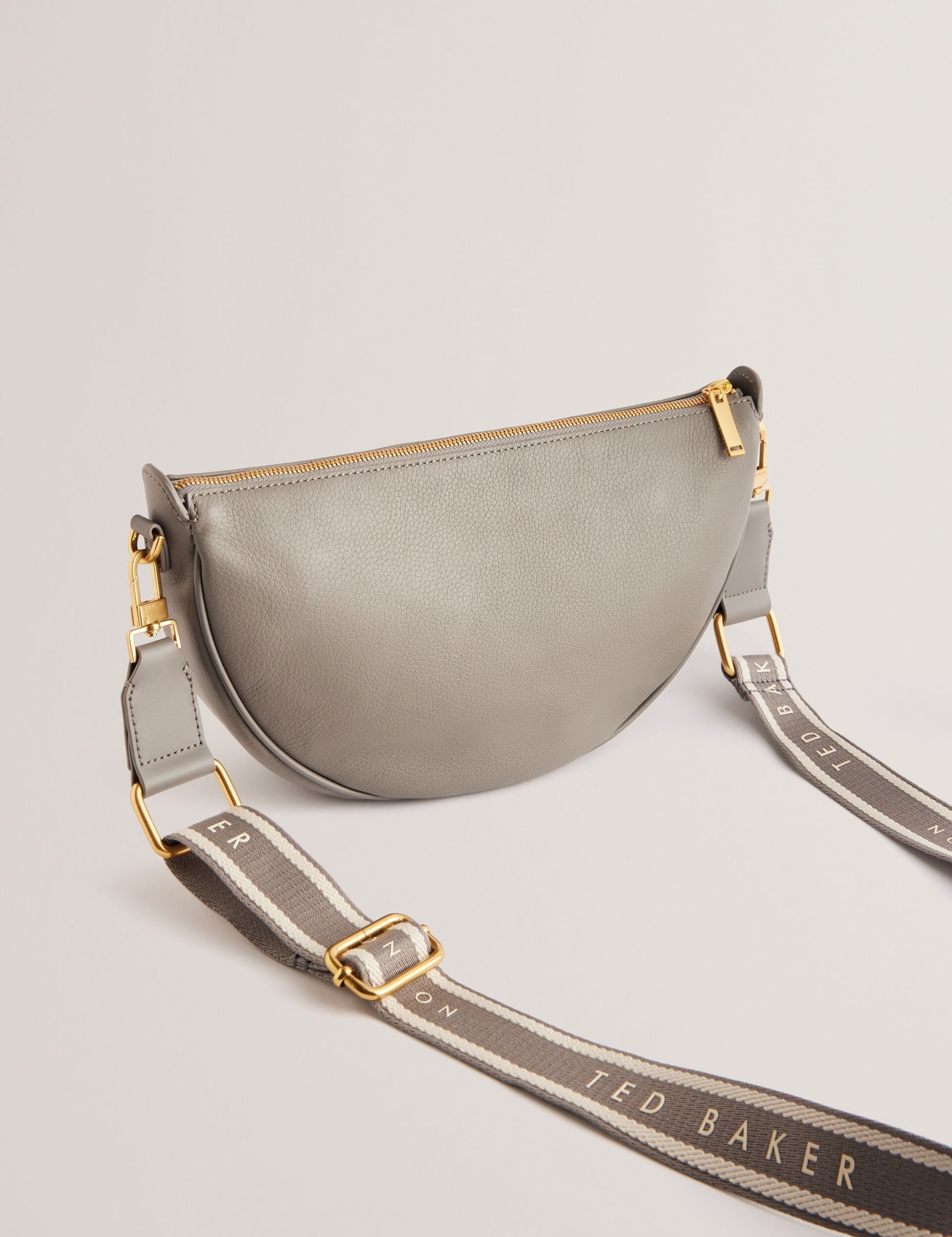 Ted Baker Essina Grey Half Moon Leather Crossbody Bag Women's