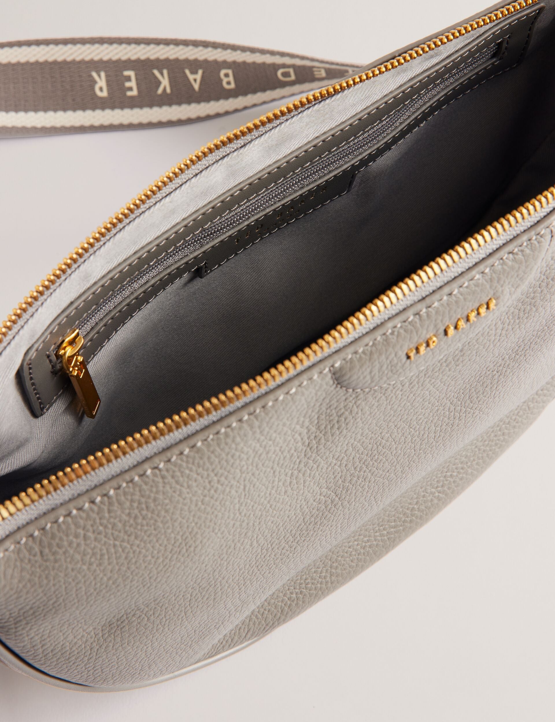 Ted Baker Essina Grey Half Moon Leather Crossbody Bag Women's