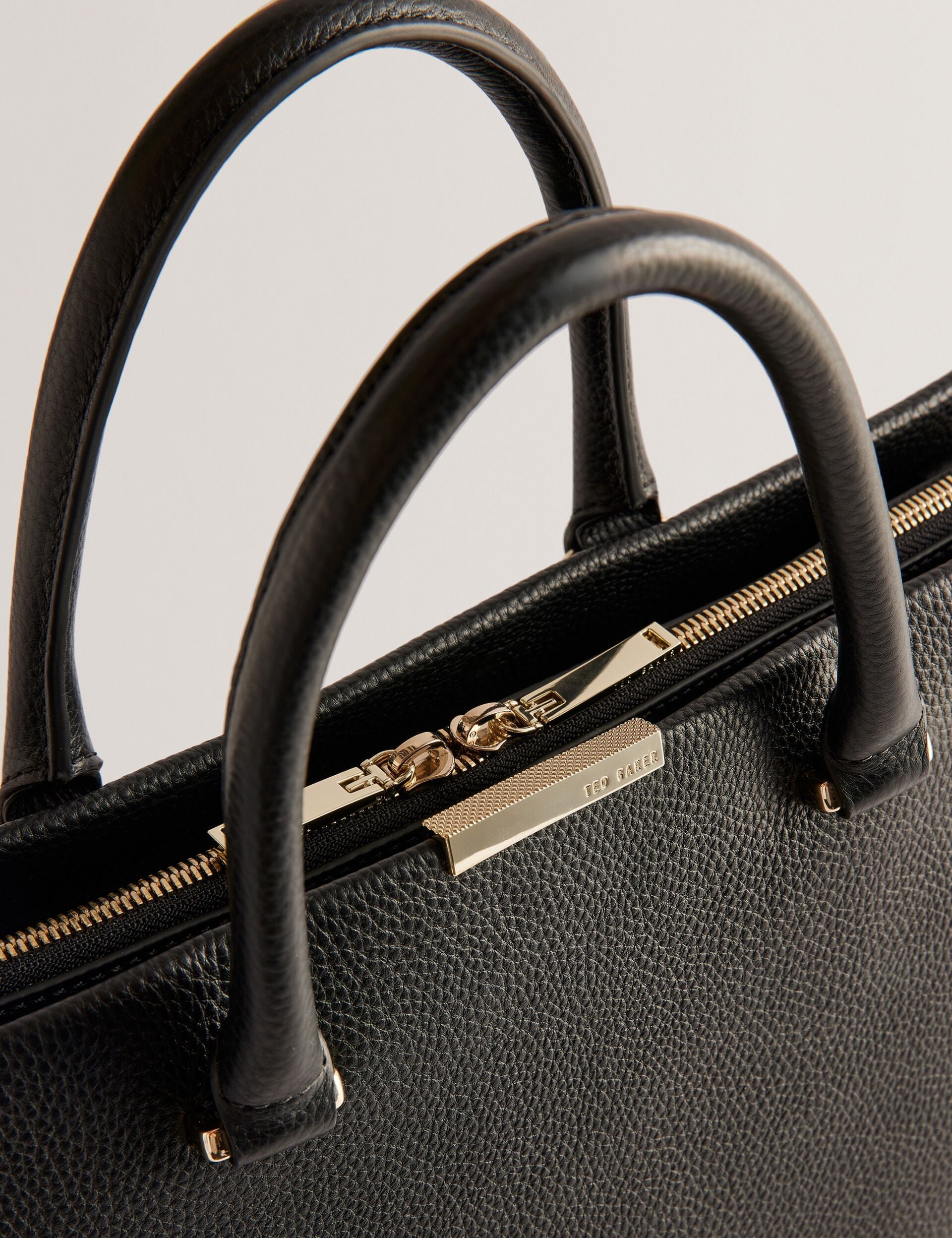 Ted Baker Rousaly Large Black Leather Hardware Detail Tote Bag Women's