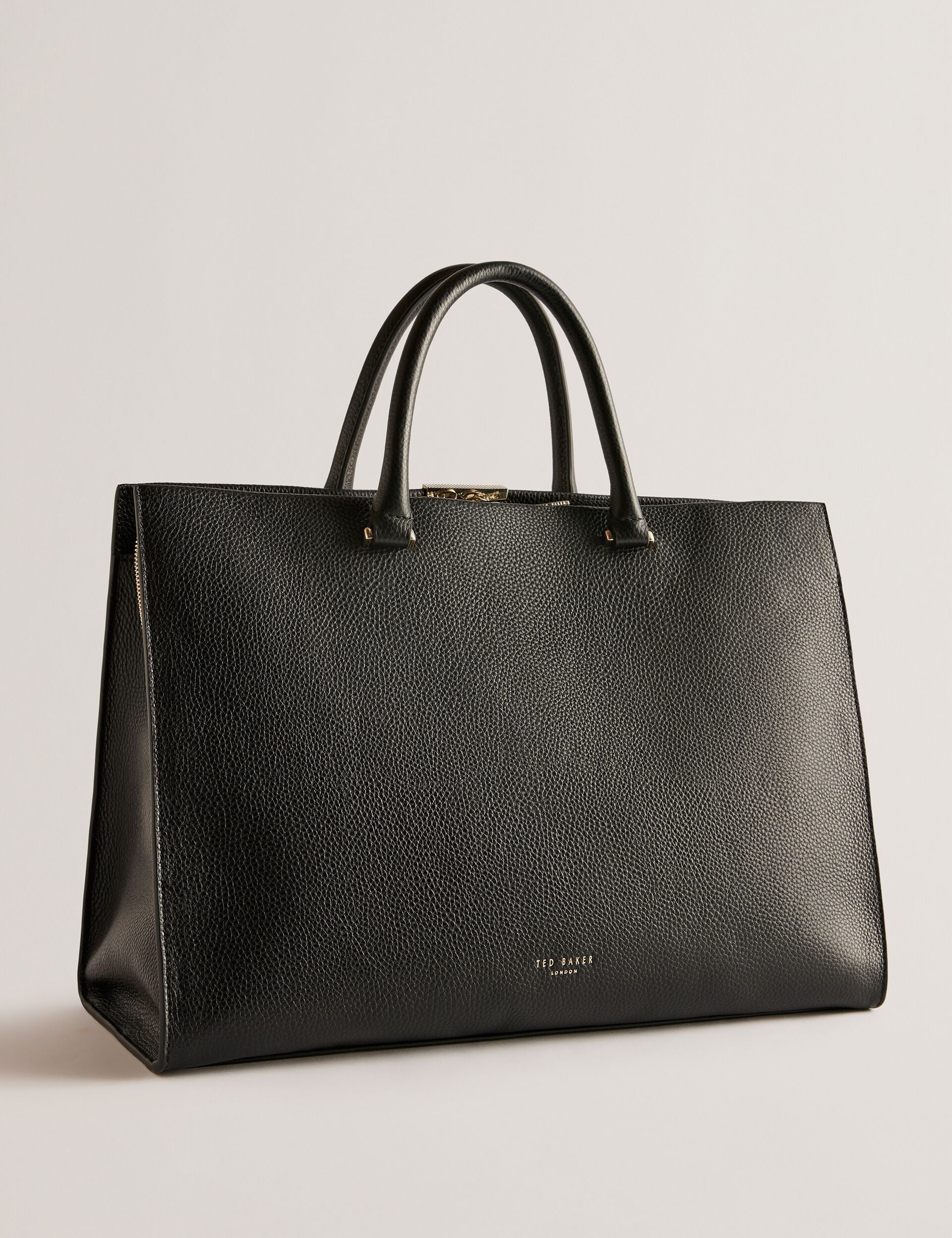 Ted Baker Rousaly Large Black Leather Hardware Detail Tote Bag Women's