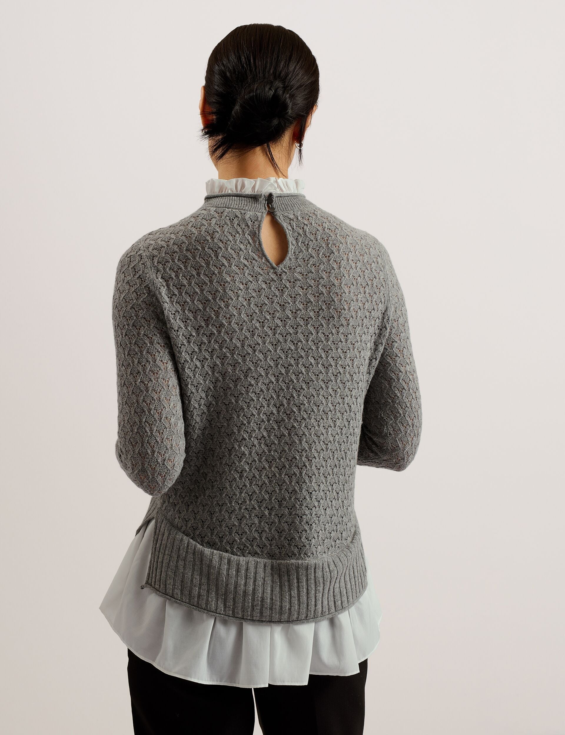 Ted Baker Holinas Pointelle Knit Jumper With Shirt Hem Women's