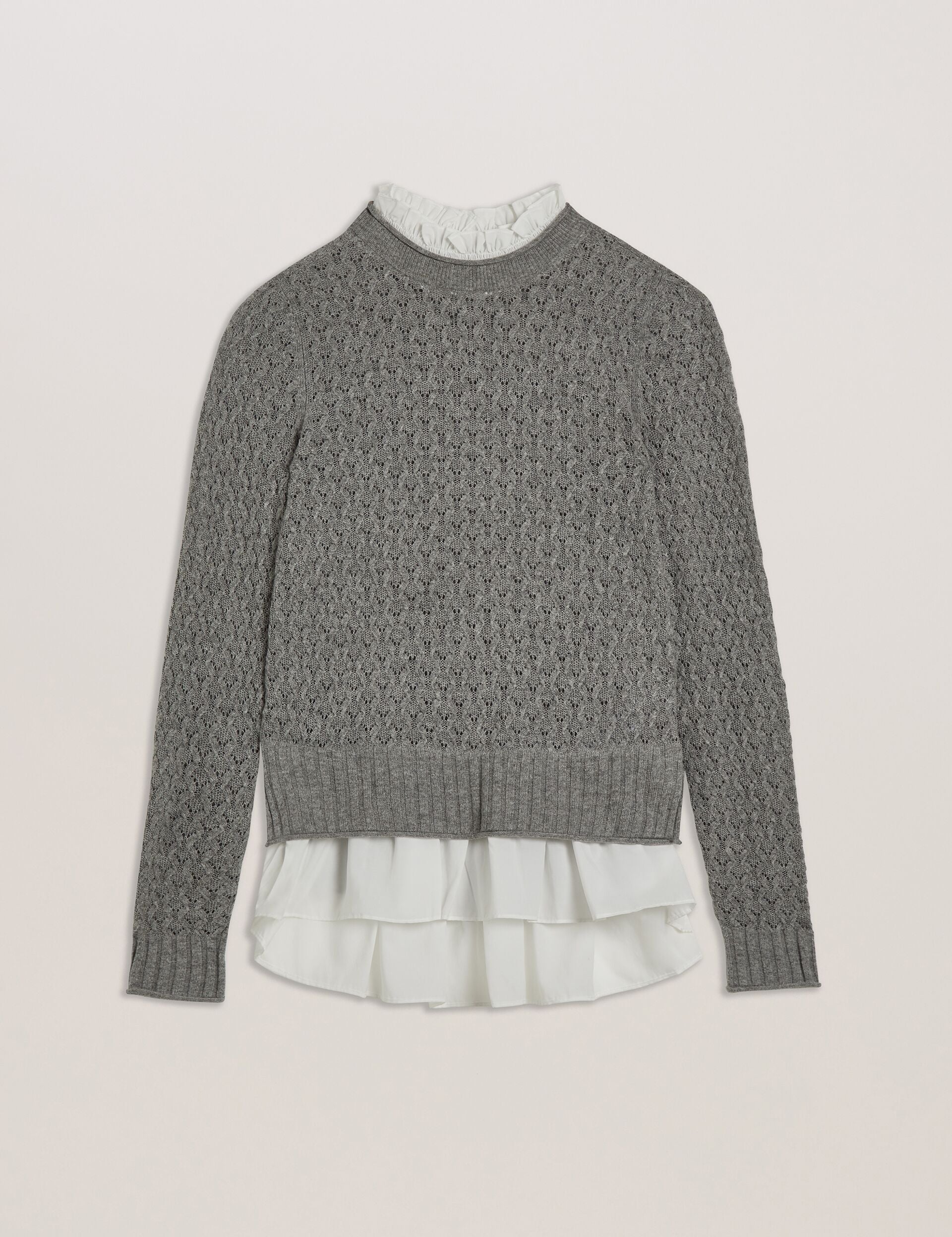 Ted Baker Holinas Pointelle Knit Jumper With Shirt Hem Women's