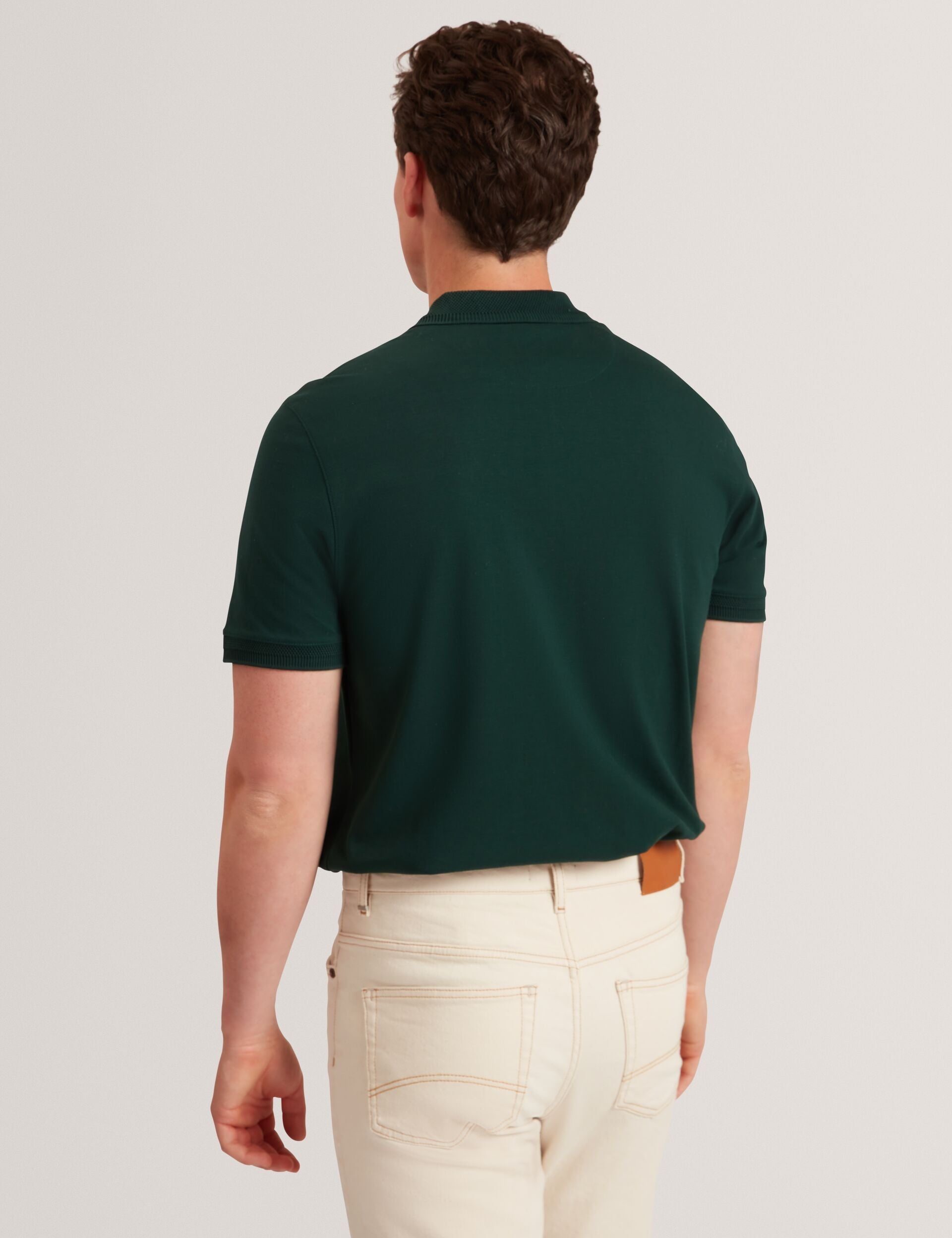 Ted Baker Cyrile Honeycomb Trim Zip Neck Polo Shirt
