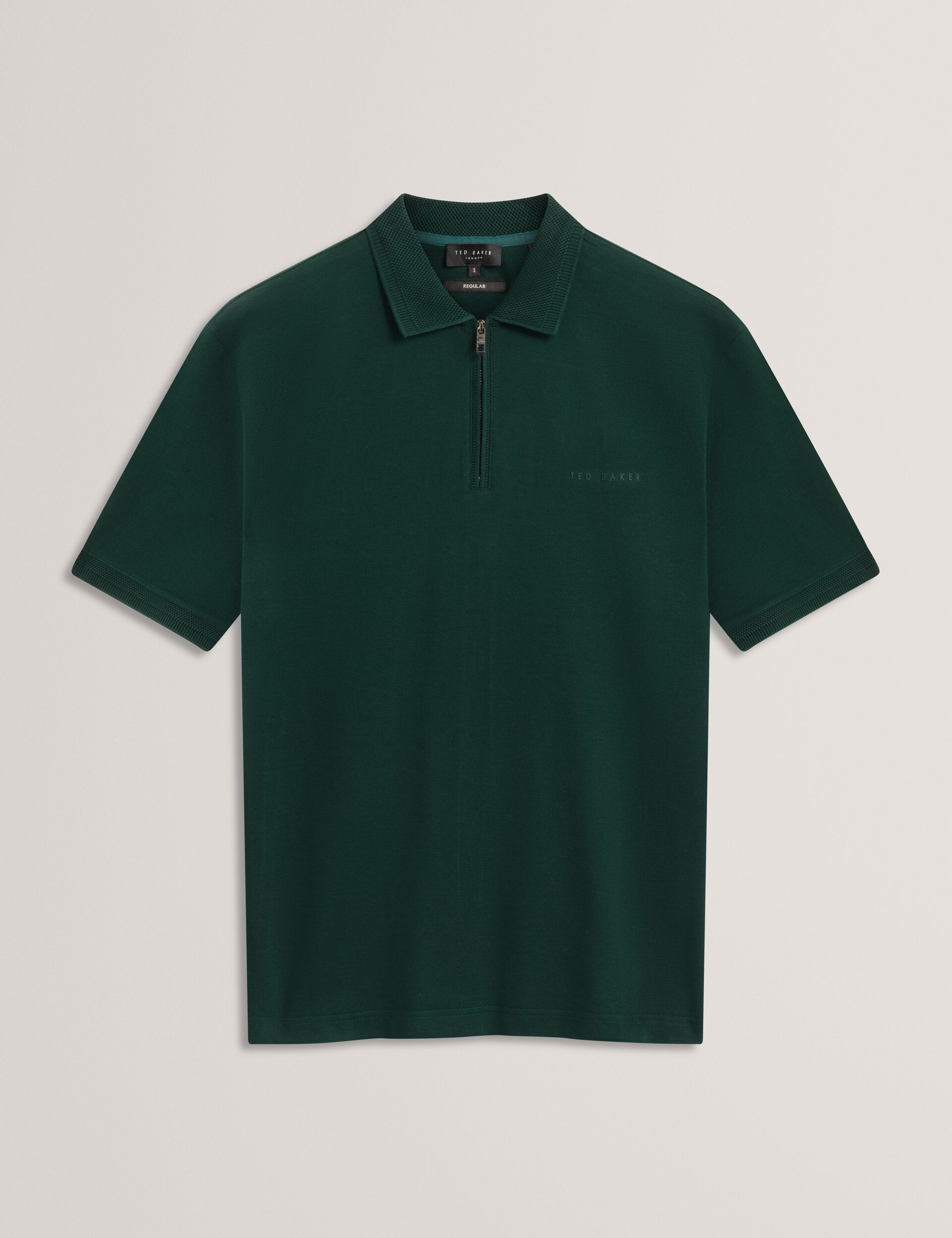 Ted Baker Cyrile Honeycomb Trim Zip Neck Polo Shirt
