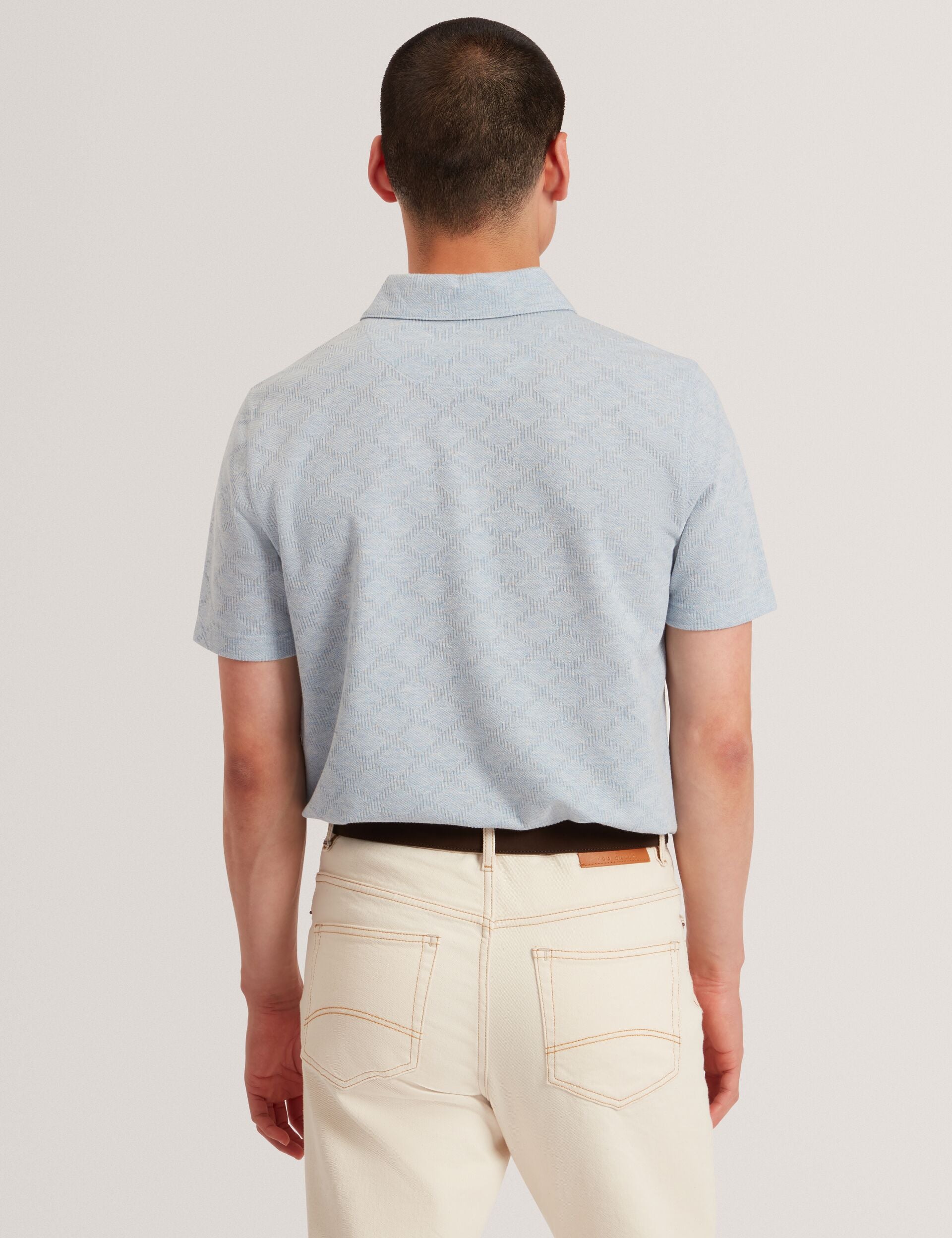 Ted Baker Dalimi Diamond Jacquard Short Sleeve Polo
