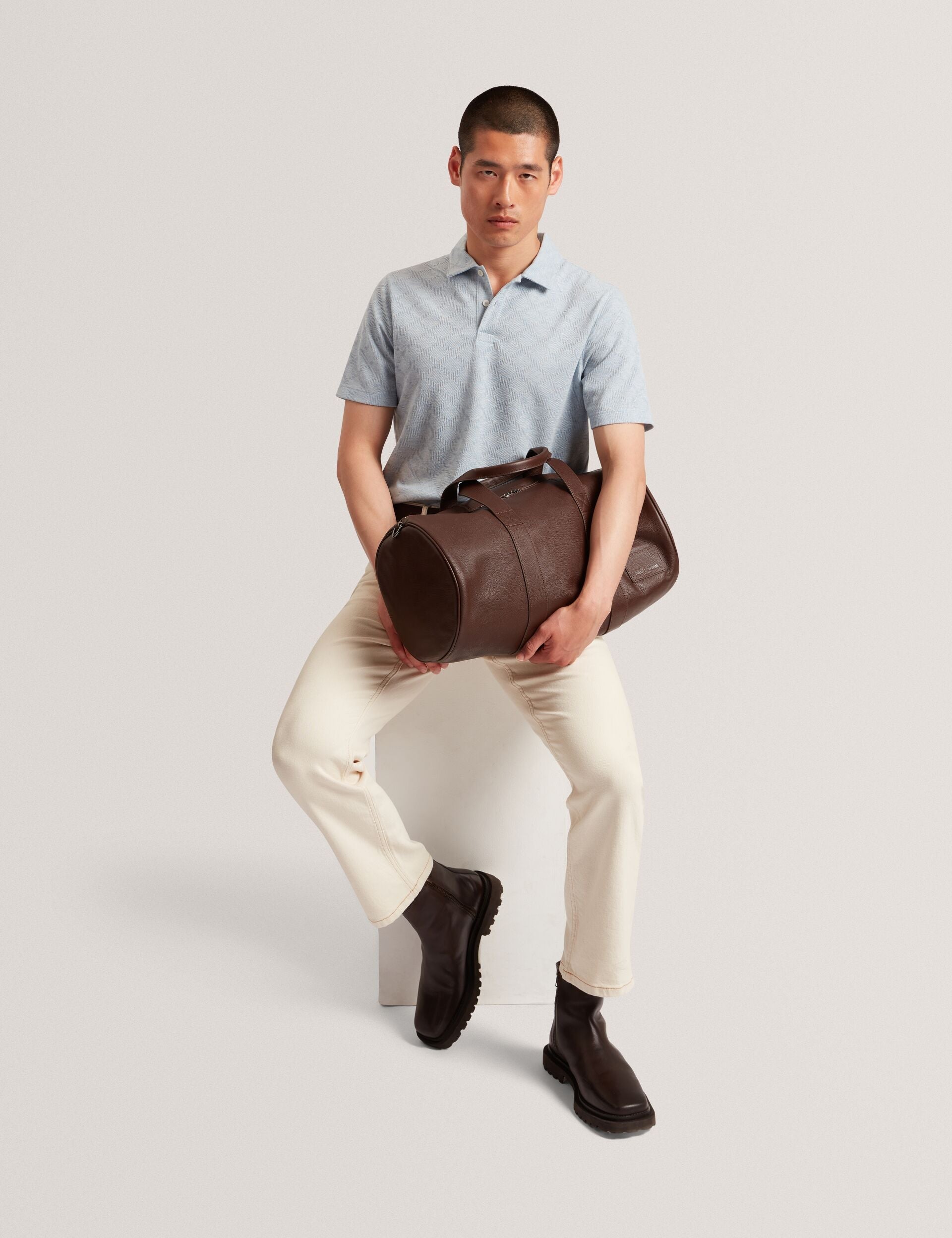 Ted Baker Dalimi Diamond Jacquard Short Sleeve Polo