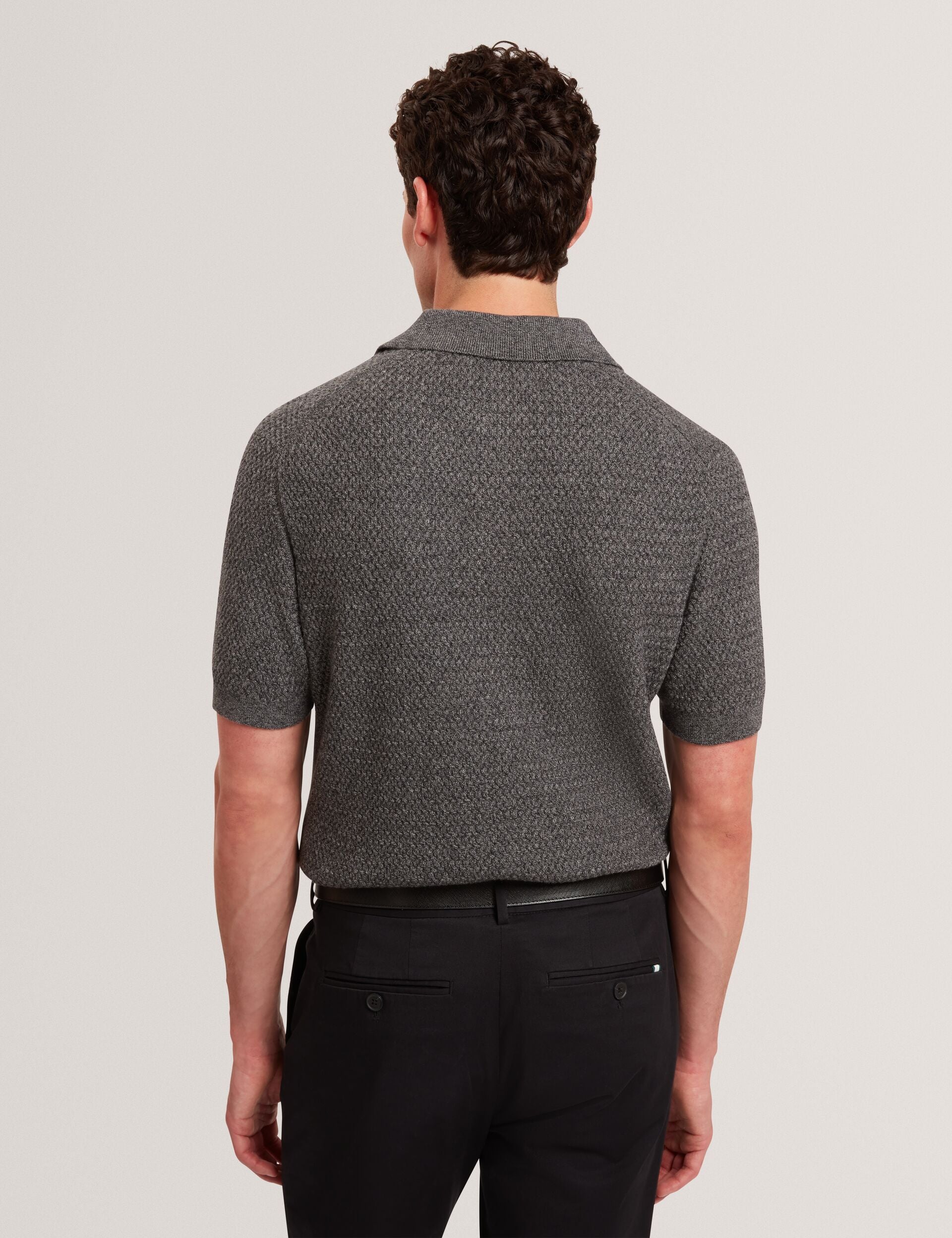 Ted Baker Janko Textured Stitch Knitted Polo Shirt