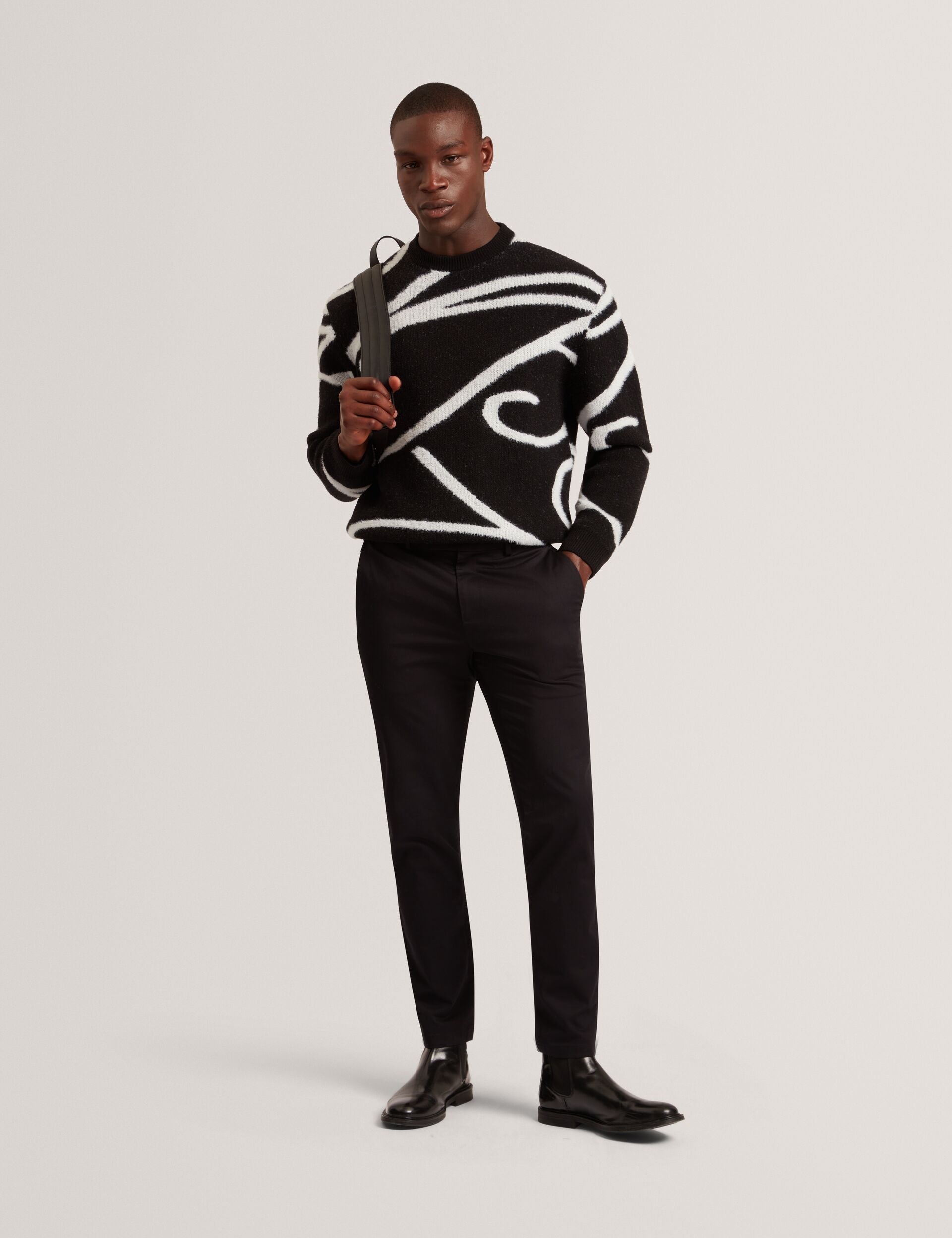 Ted Baker Oldrich Logo Graphic Brushed Wool Jumper