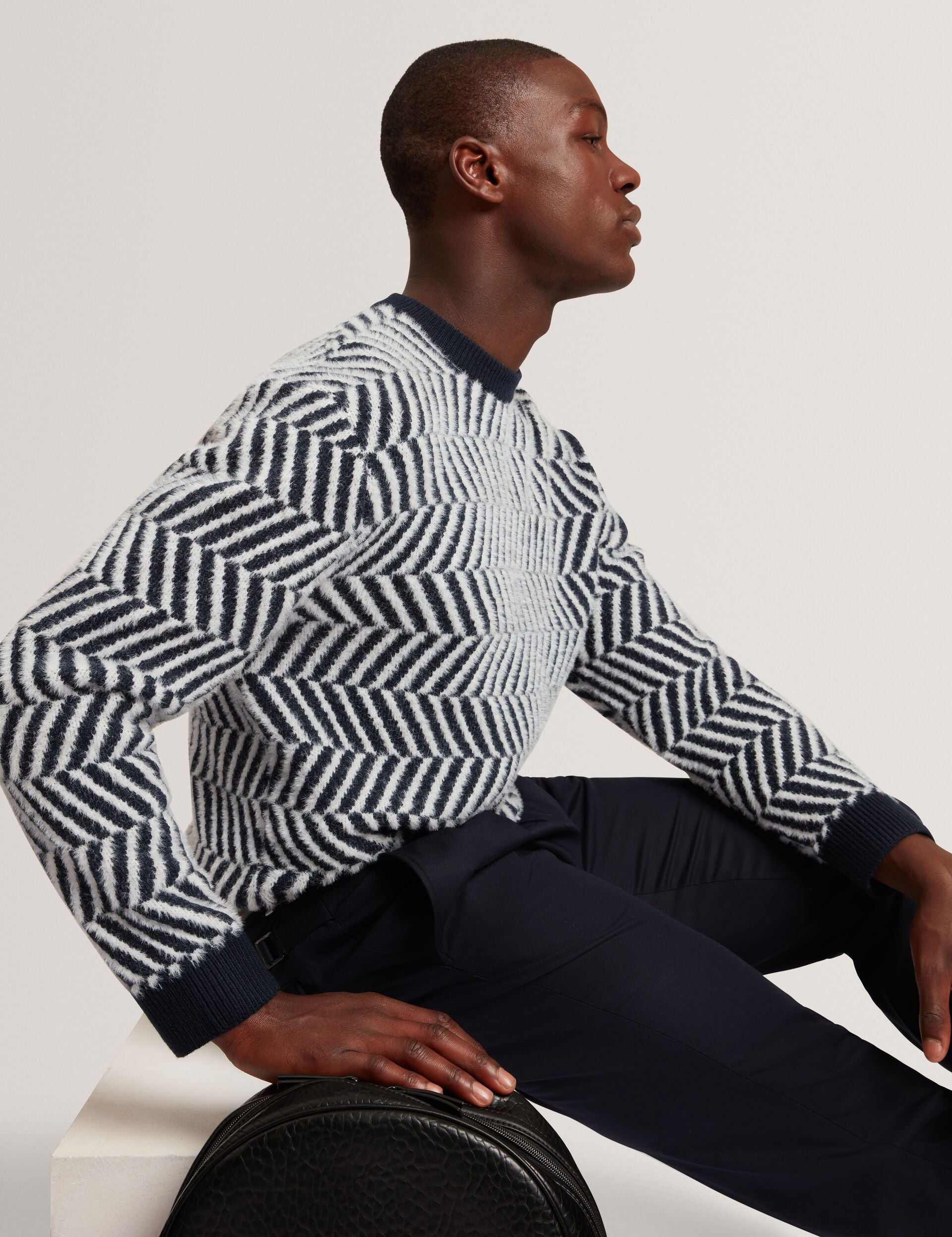 Ted Baker Sergej Zig Zag Print Wool Blend Jumper