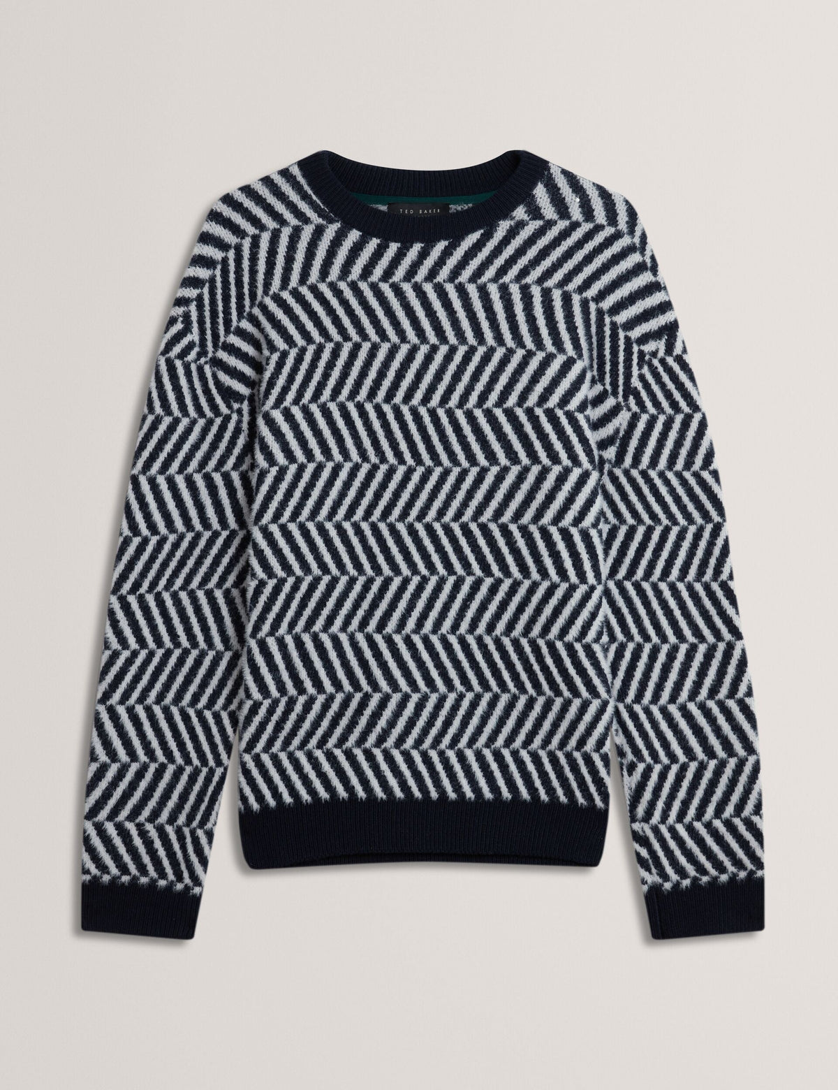 Ted Baker Sergej Zig Zag Print Wool Blend Jumper