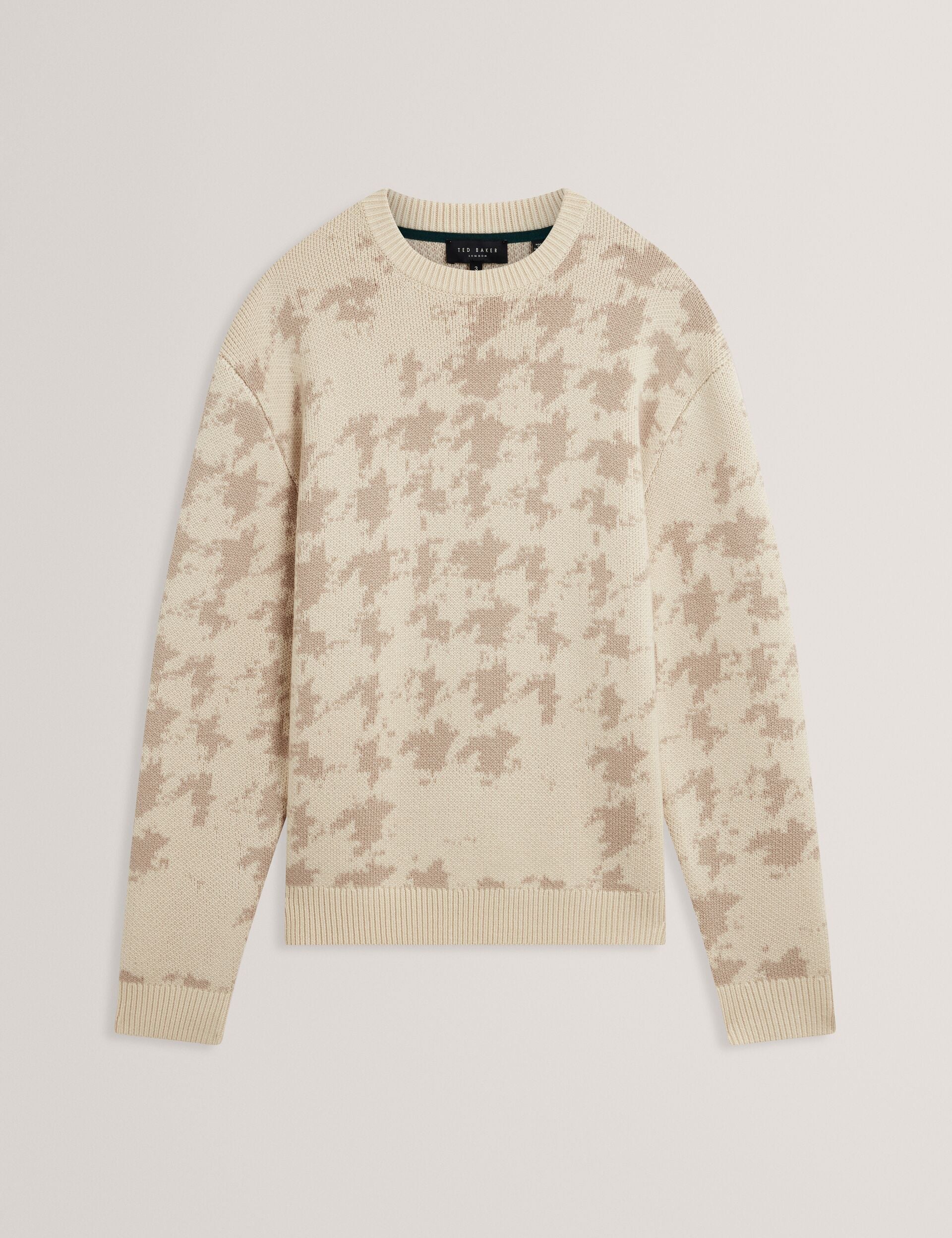 Ted Baker Zendayd Houndstooth Print Chunky Knit Jumper