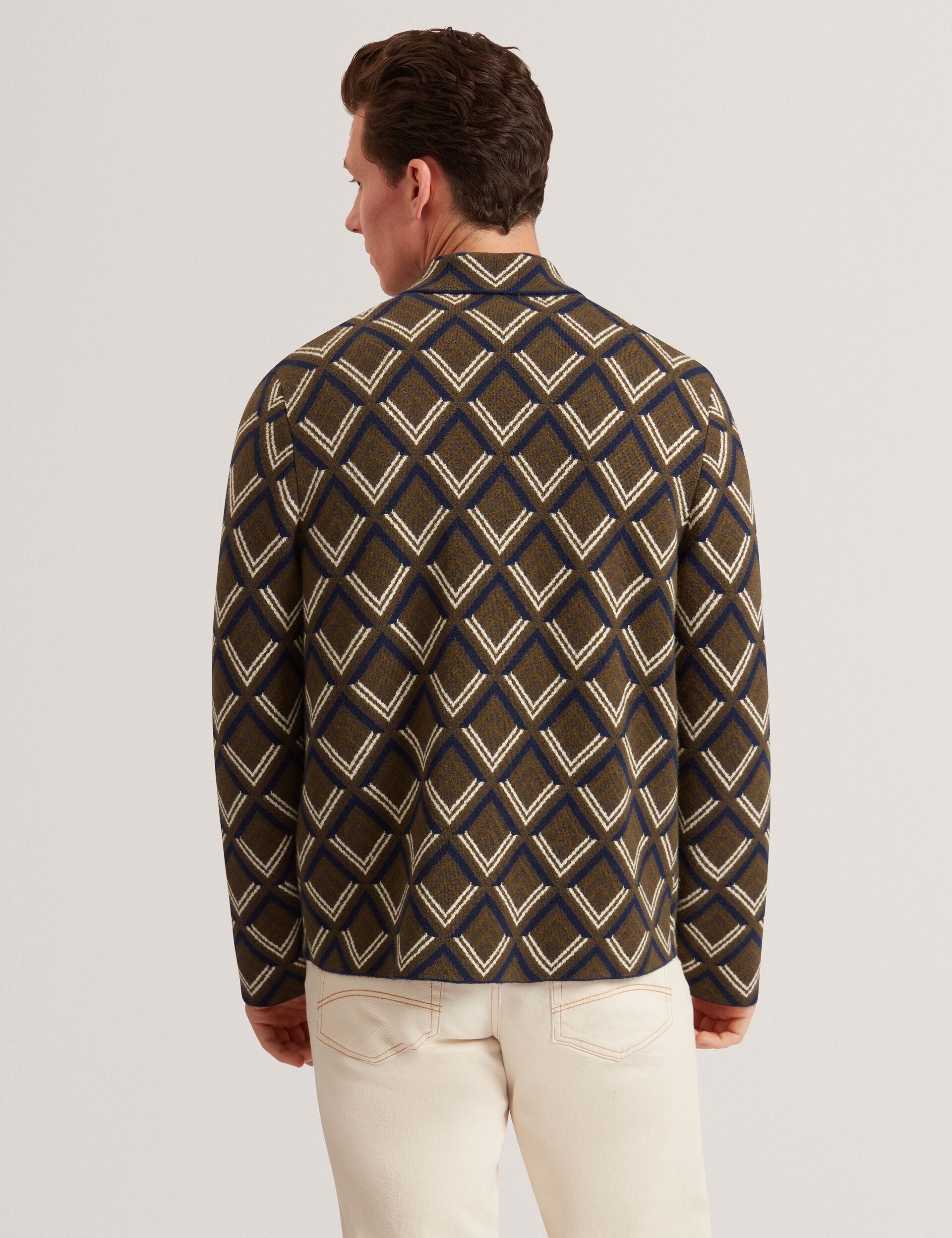 Ted Baker Dicapri Diamond Print Knitted Cardigan Jacket