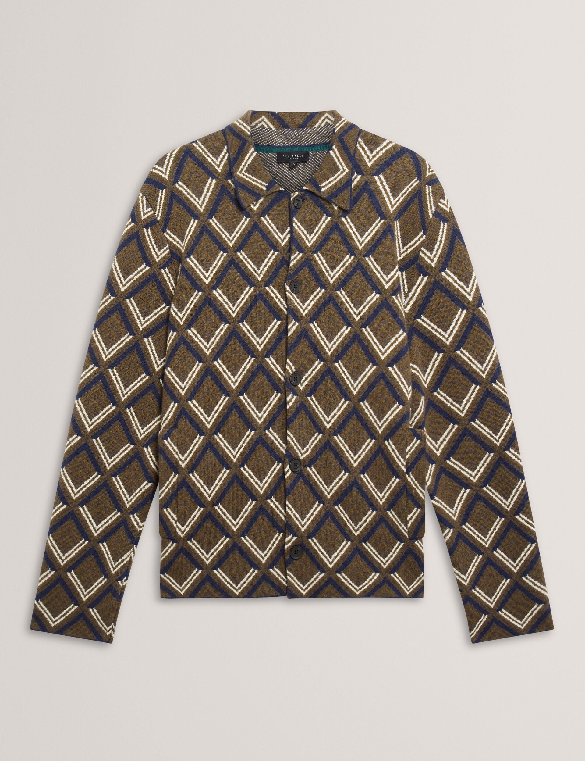 Ted Baker Dicapri Diamond Print Knitted Cardigan Jacket