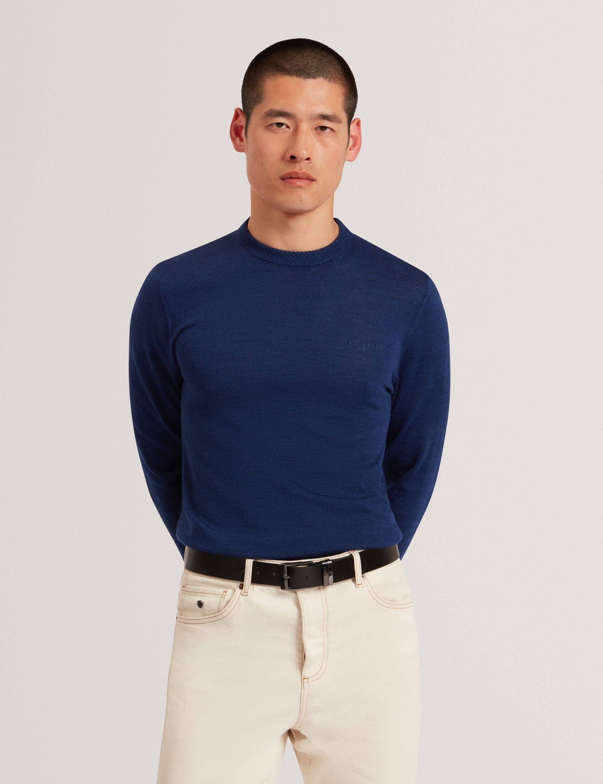 Ted Baker Laurnce Branded Merino Wool Crew Neck Jumper