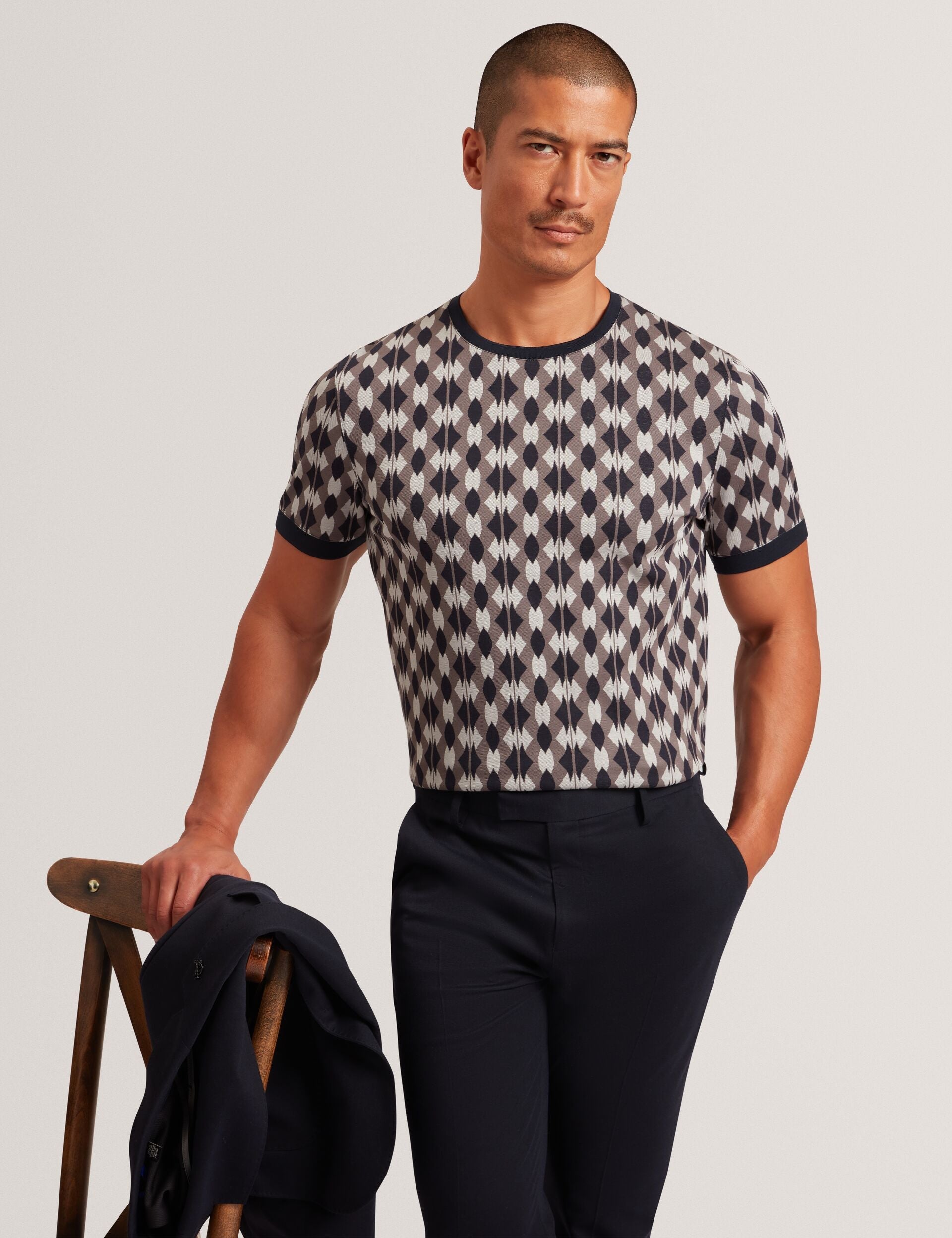 Ted Baker Joaa Argyle Stripe Jacquard Knit Tshirt
