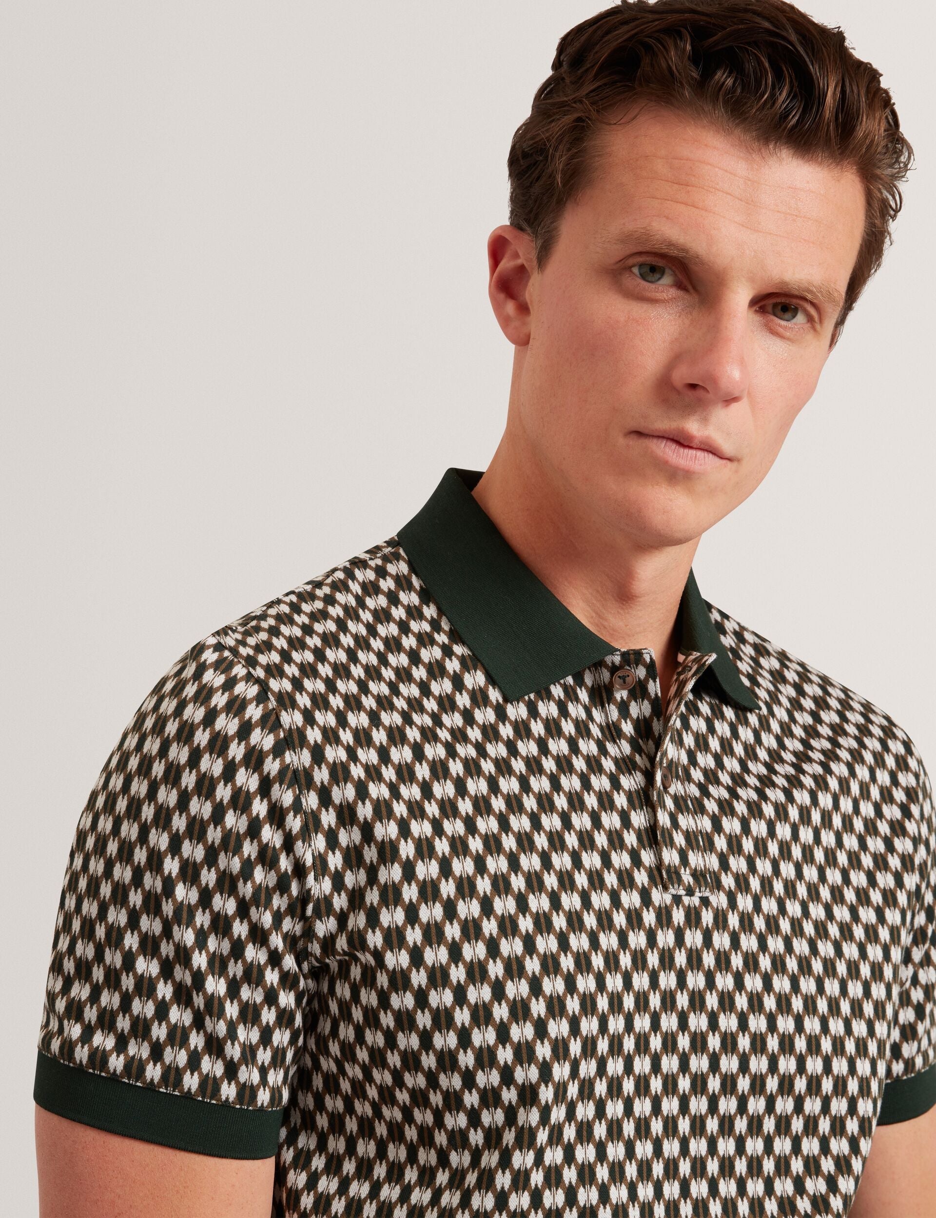 Ted Baker Ernist Mini Argyle Jacquard Knit Polo Shirt