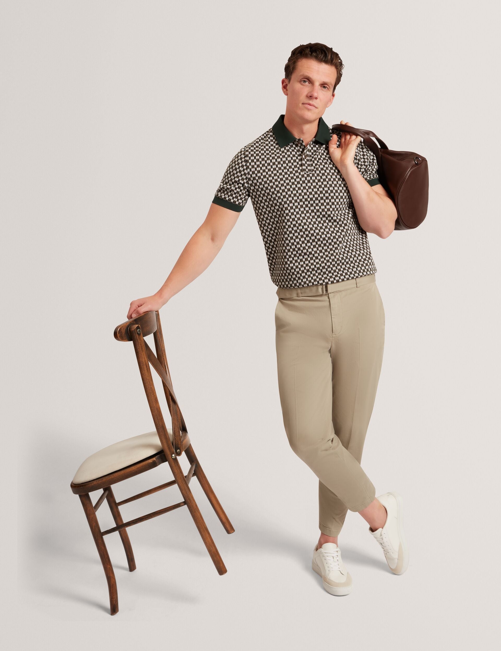Ted Baker Ernist Mini Argyle Jacquard Knit Polo Shirt