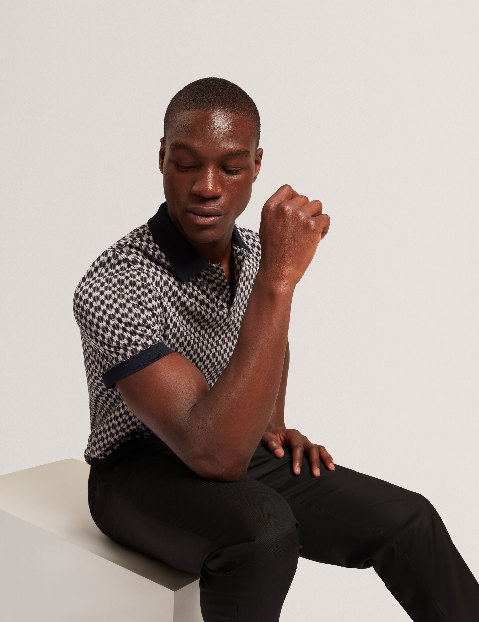 Ted Baker Ernist Mini Argyle Jacquard Knit Polo Shirt